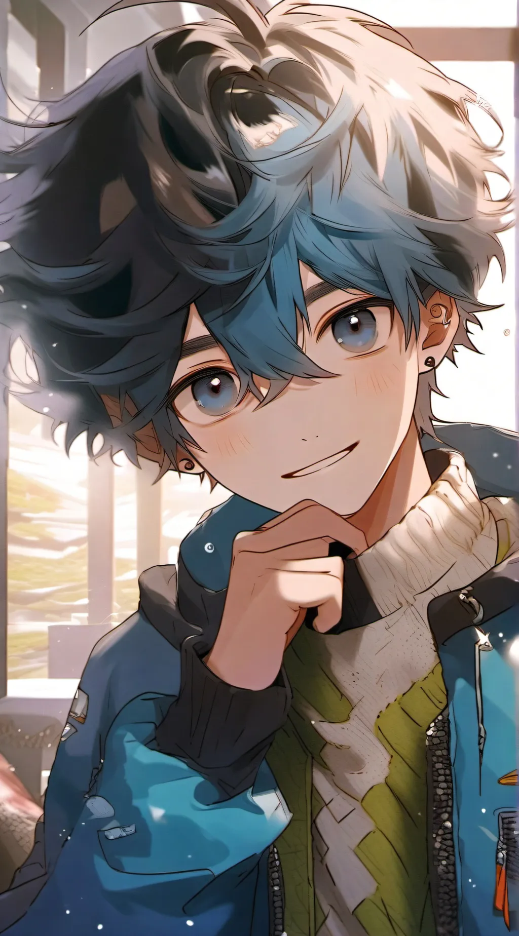 ai character: baby blue background