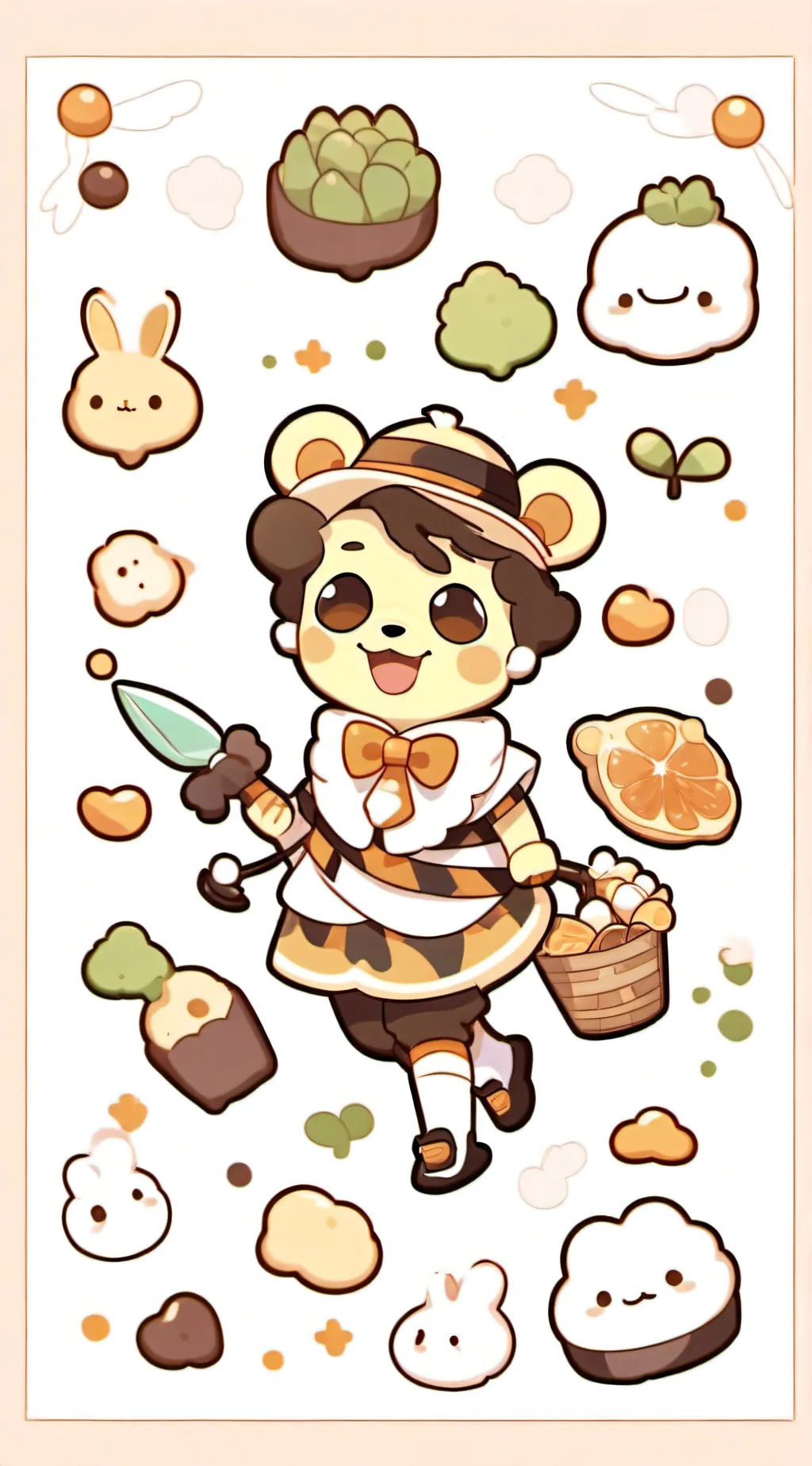 ai character: Smiling critters background