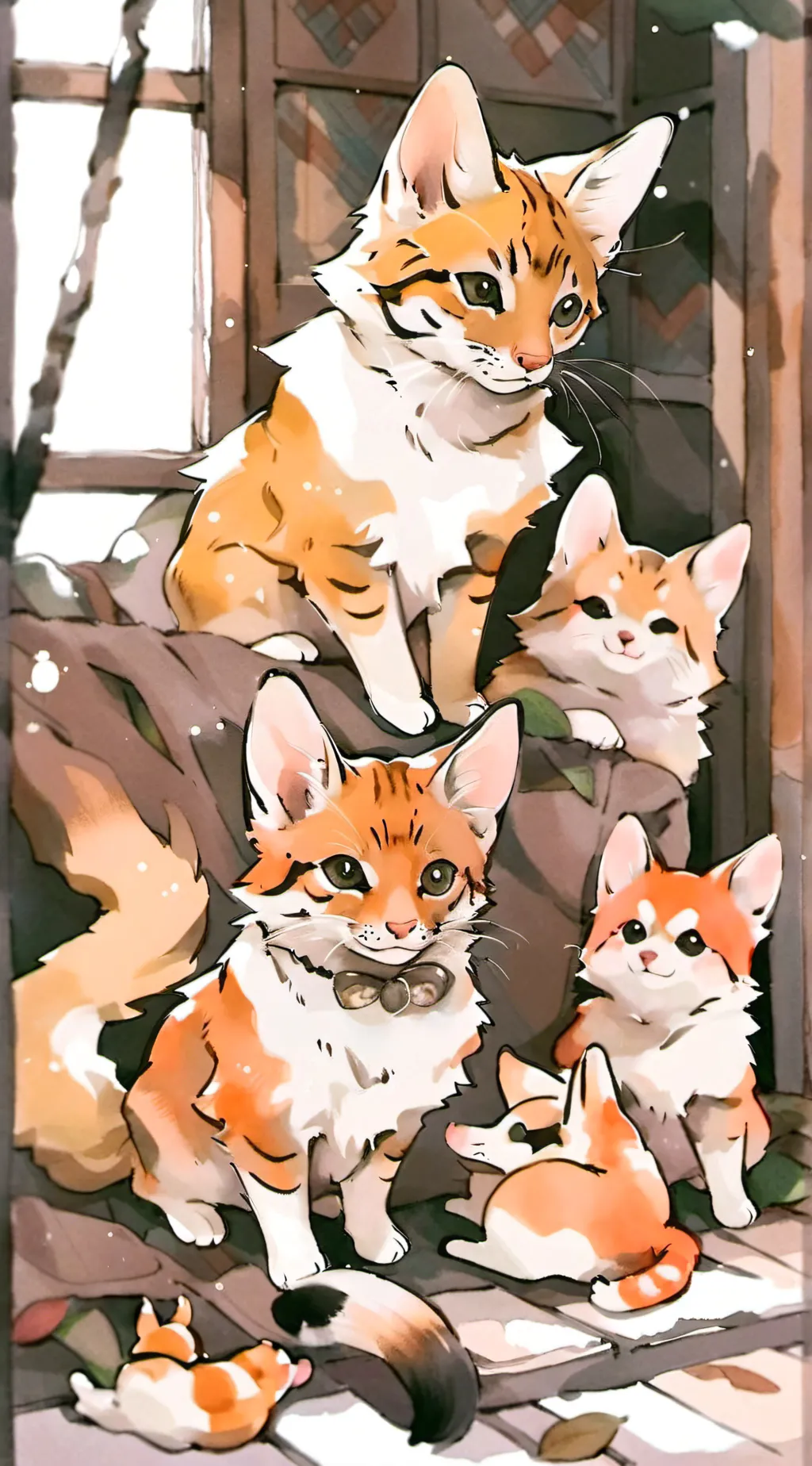 ai character: family of cats background