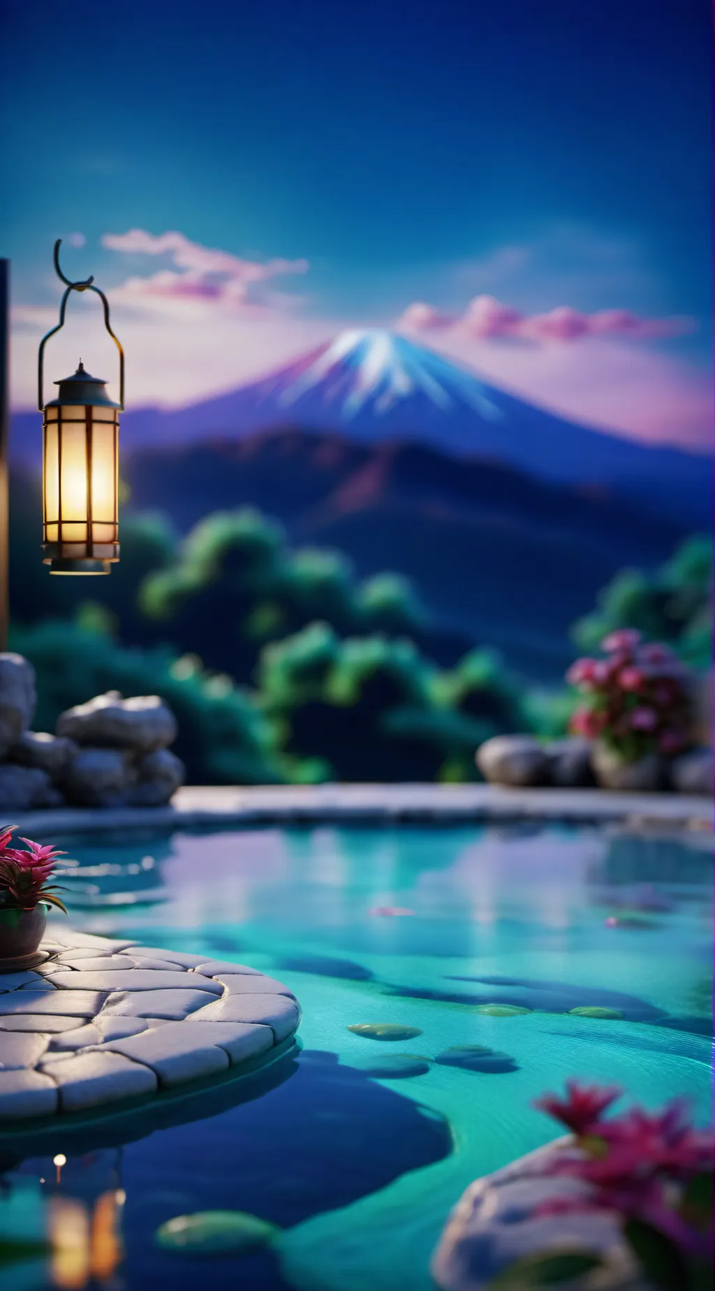 ai character: hot springs background