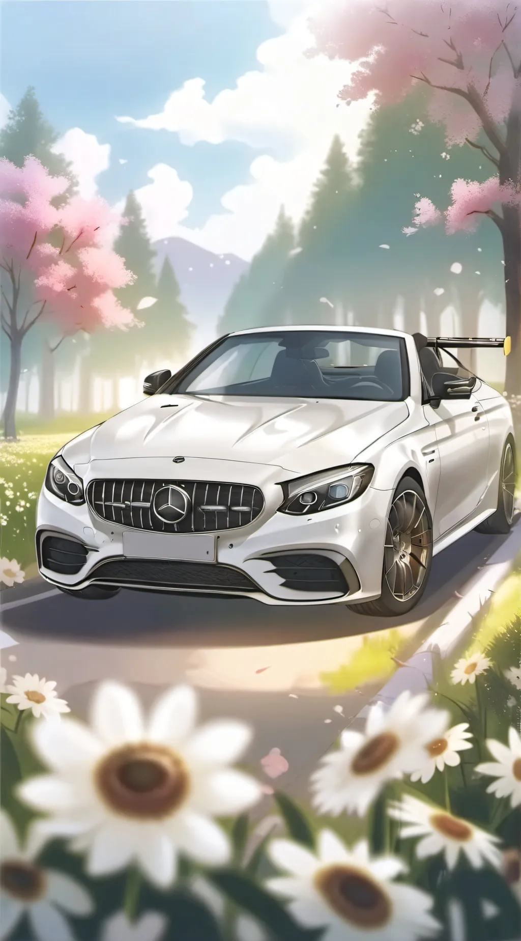 ai character: Mha car show background