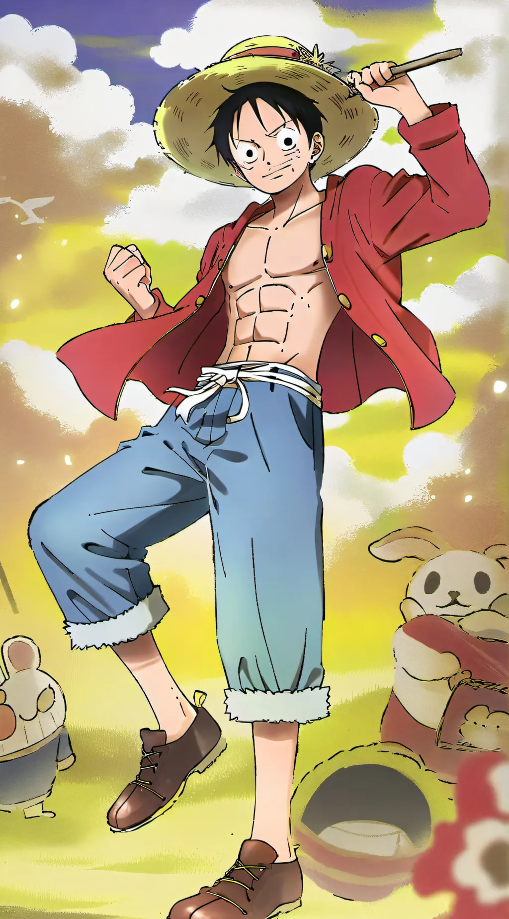 ai character: Luffy D monkey background