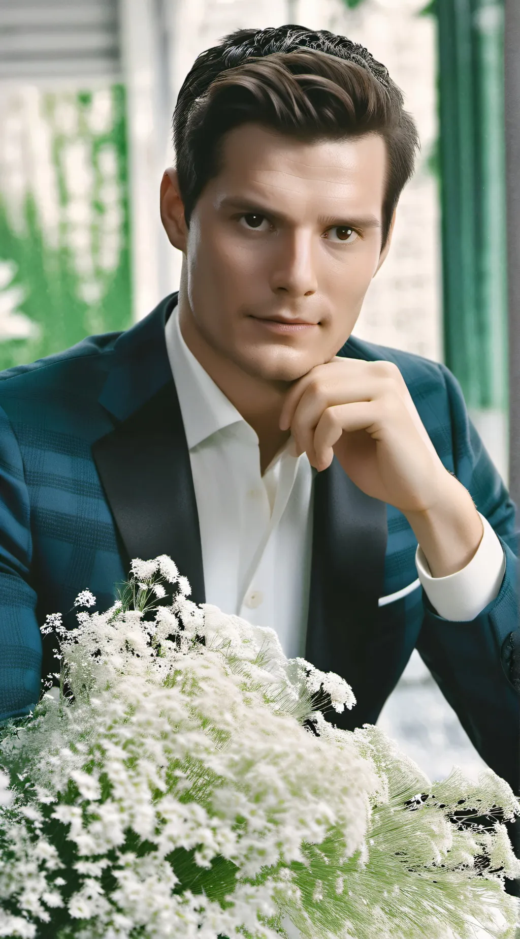 ai character: Christian Gray background