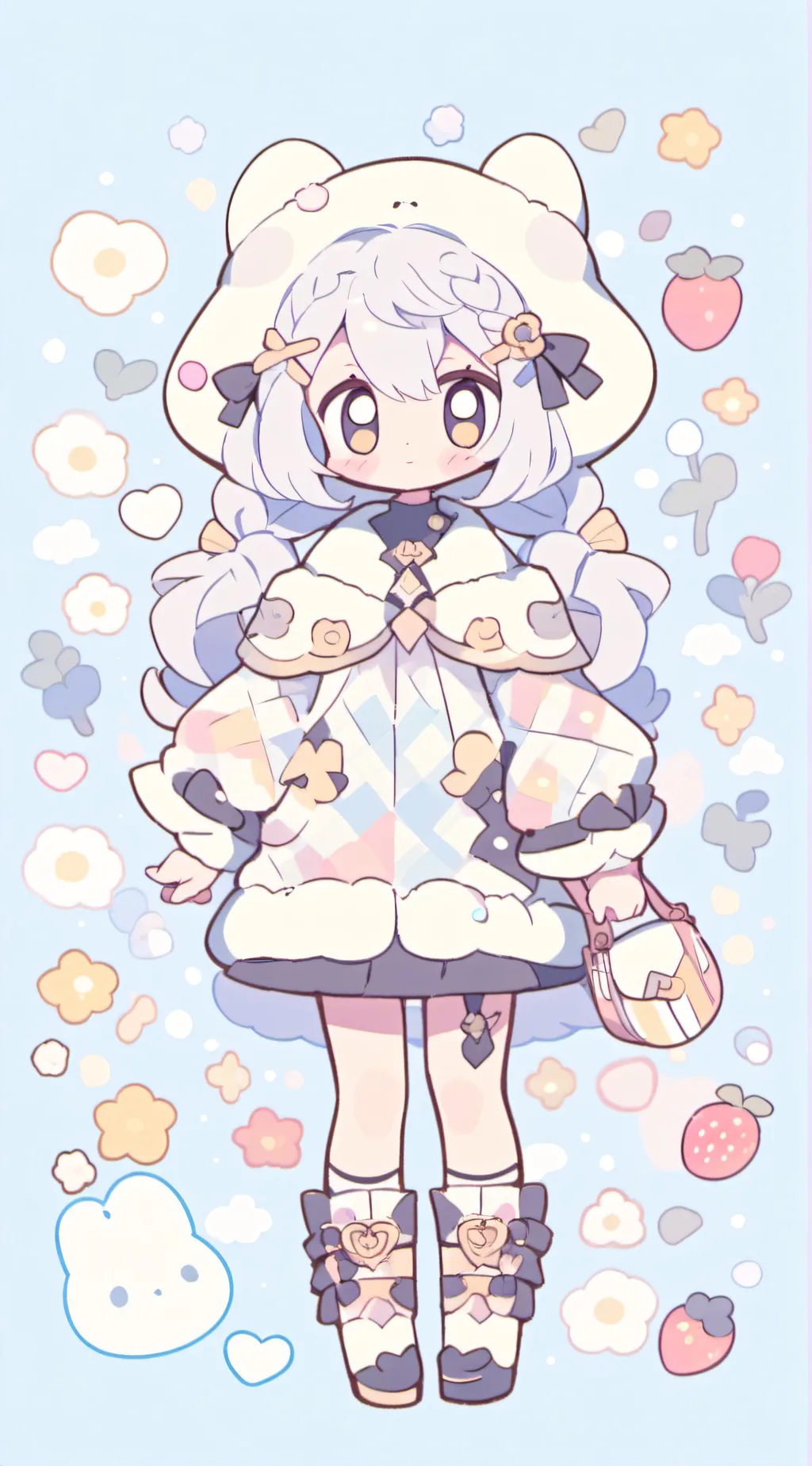 ai character: Strawberry background