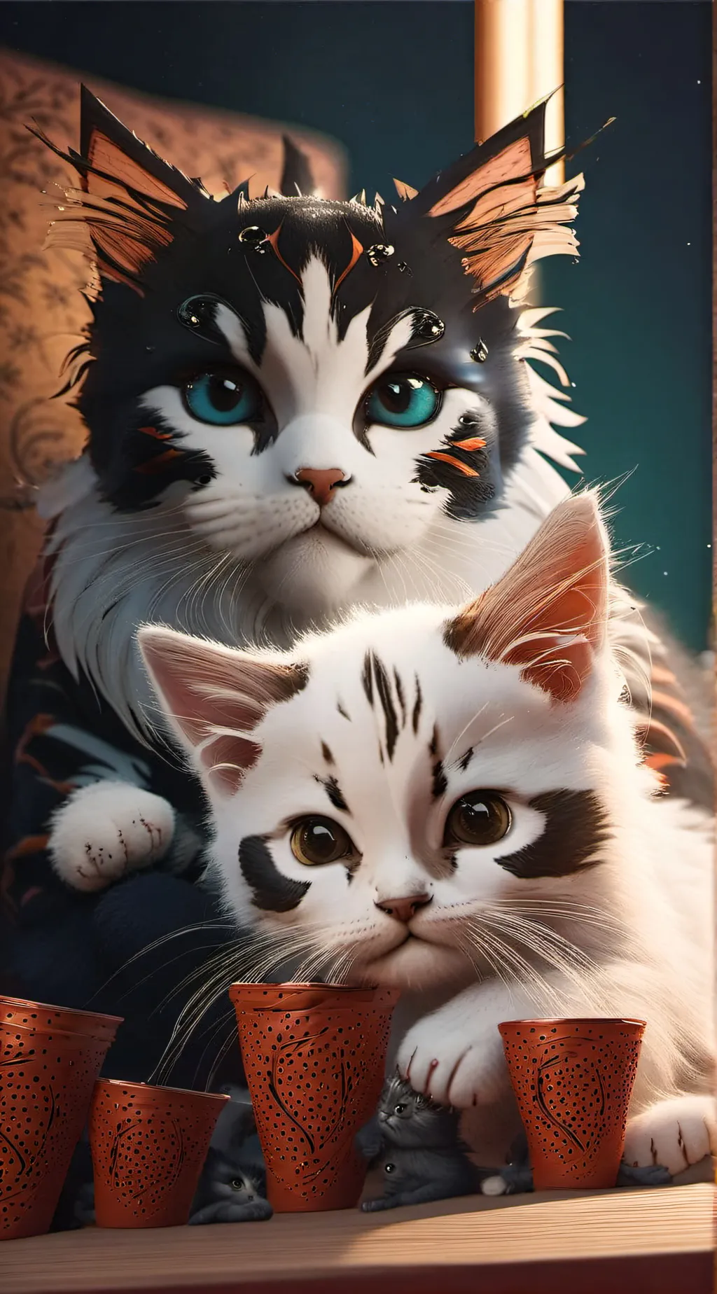 ai character: Mama and kitten background