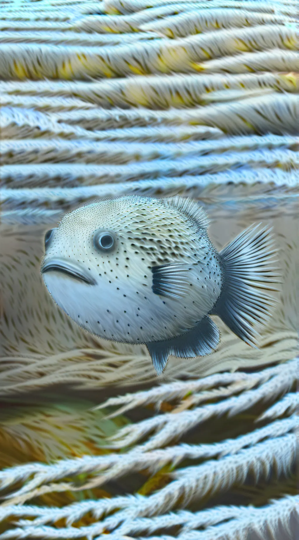 ai character:  Puffer Fish   background