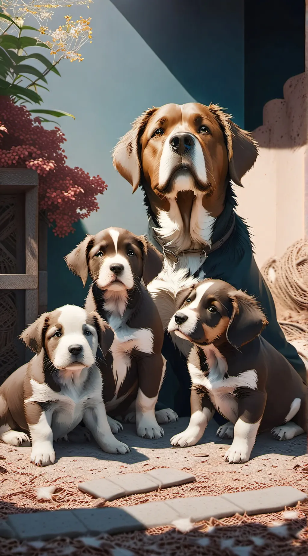 ai character: mama dog background