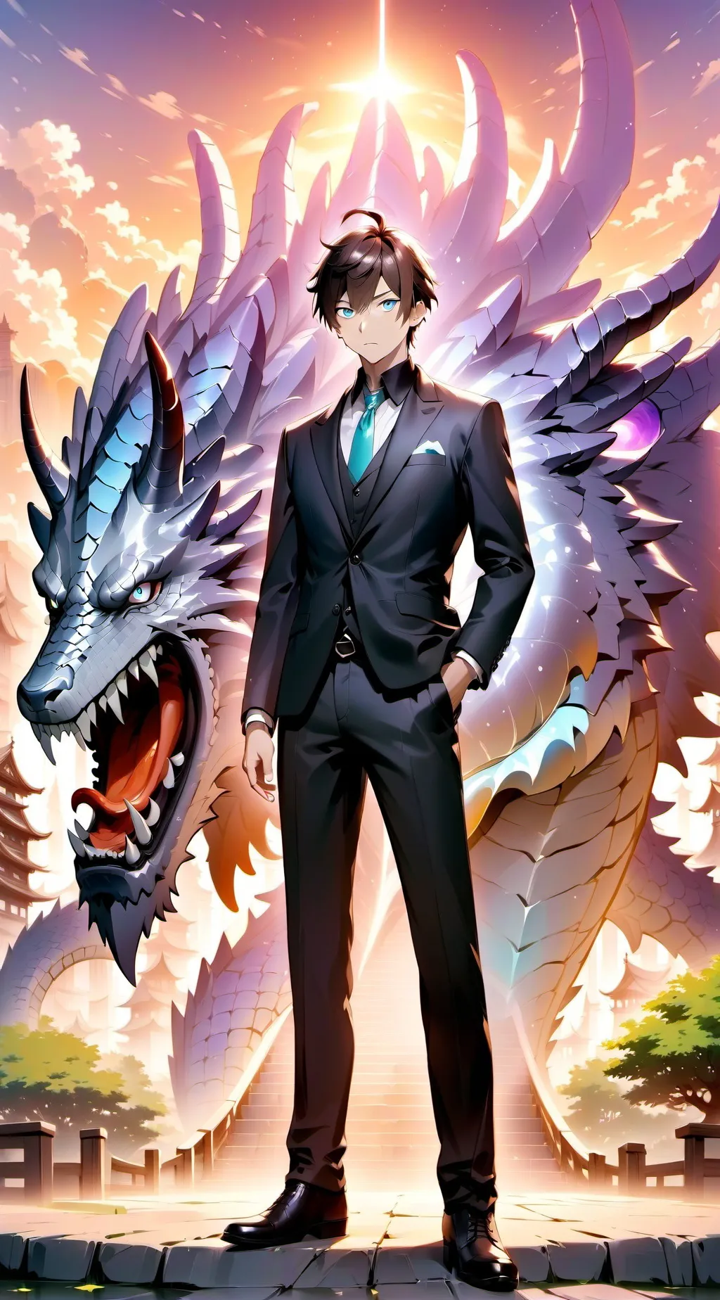 ai character: kaito but angry background