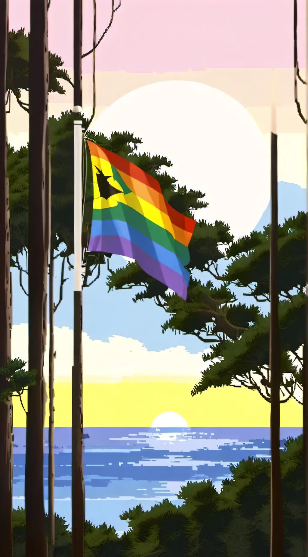 ai character: LGBTQ taking flag background