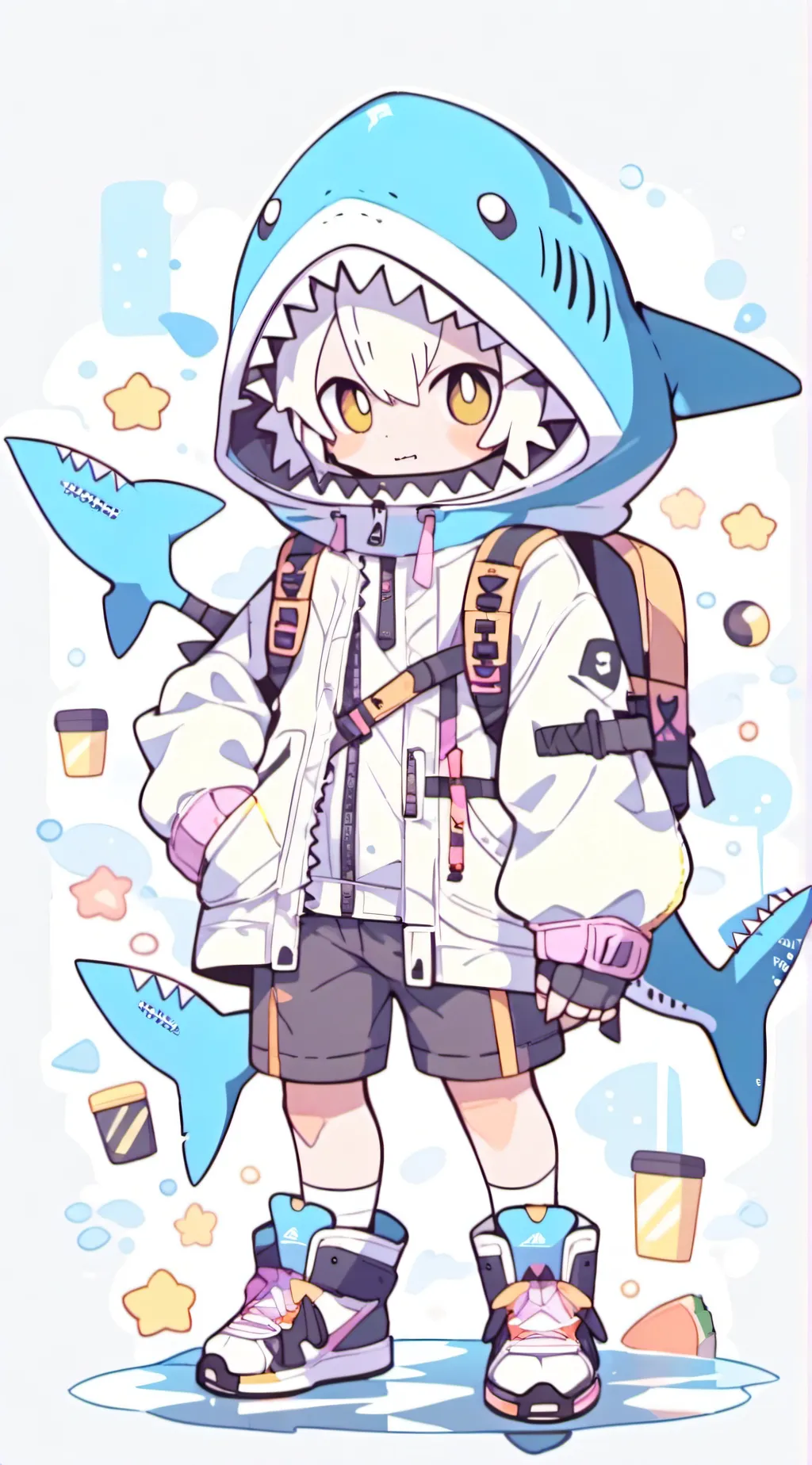 ai character: shark boi background
