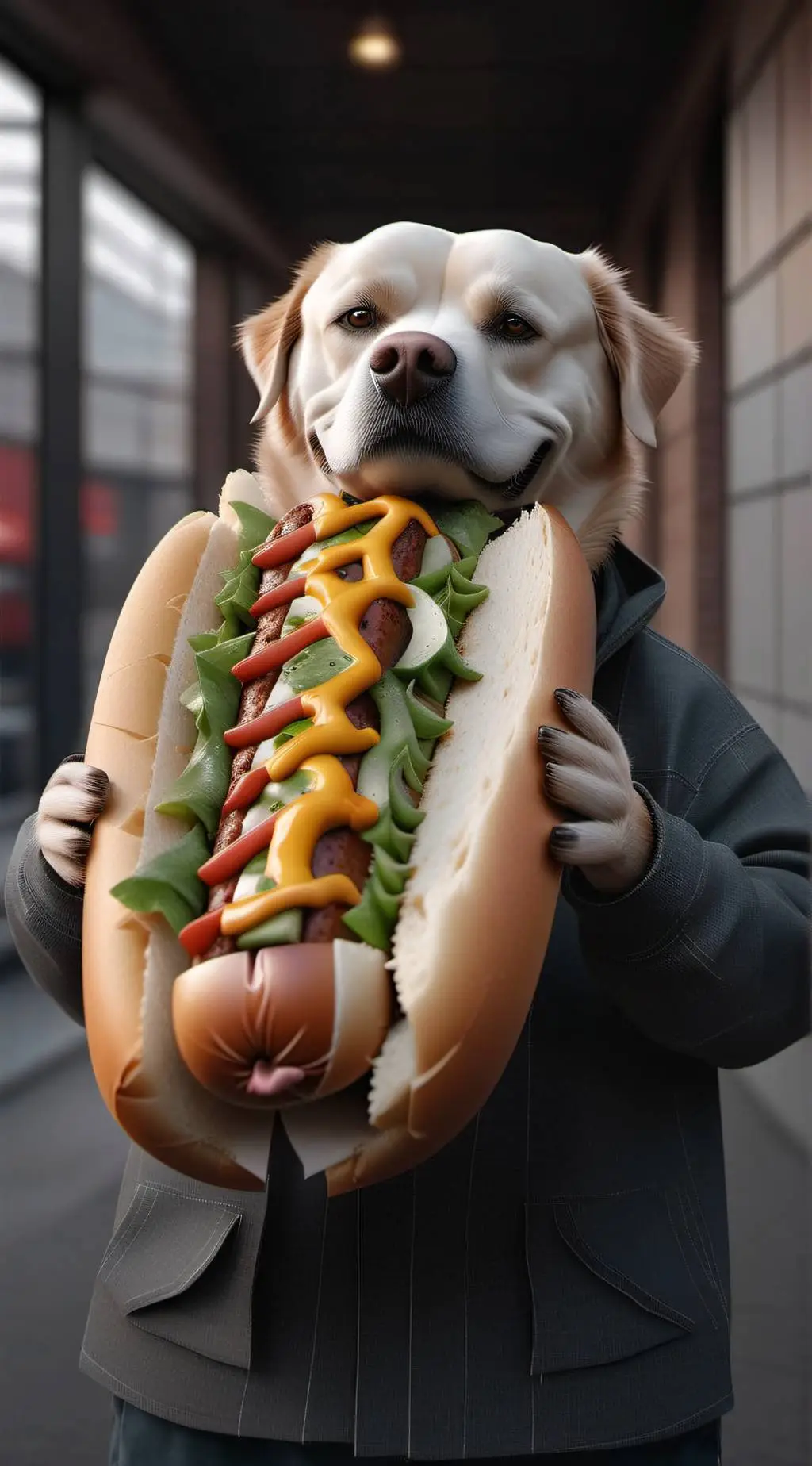 ai character: hot dog background