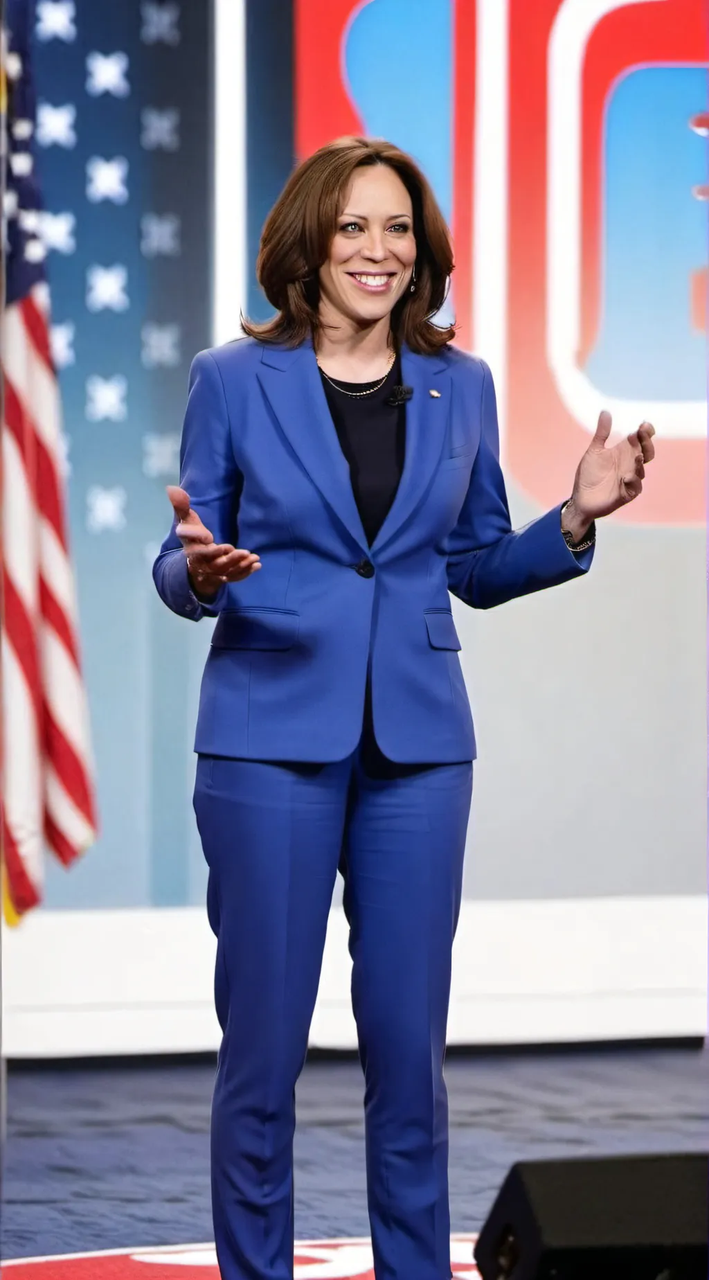 ai character: Kamala Harris  background