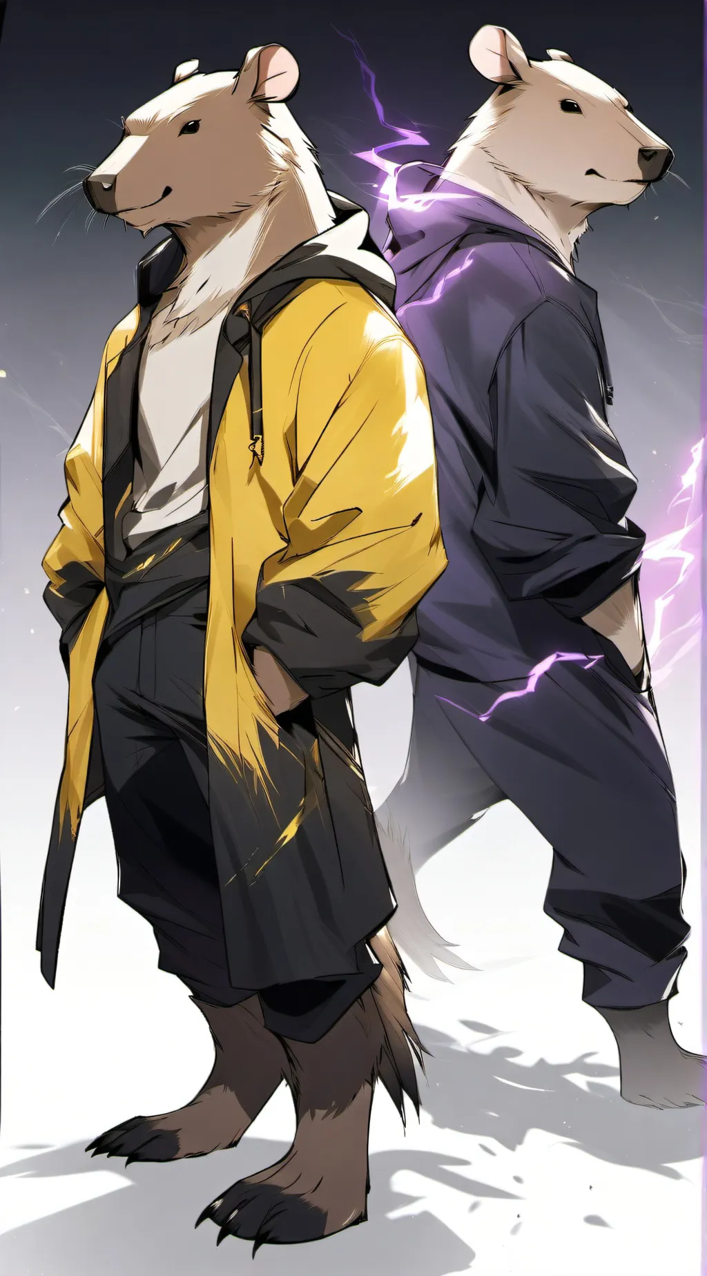 ai character: Twin capybaras background