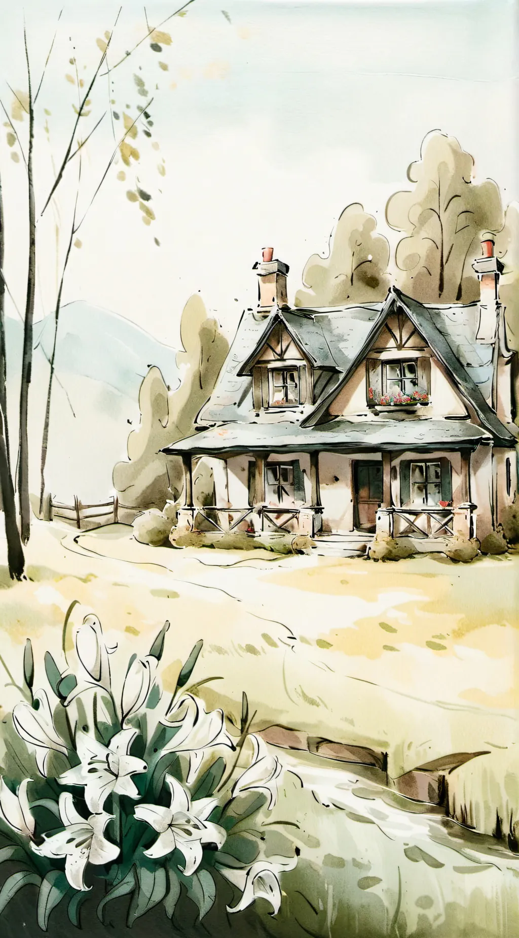 ai character: Cottage House background