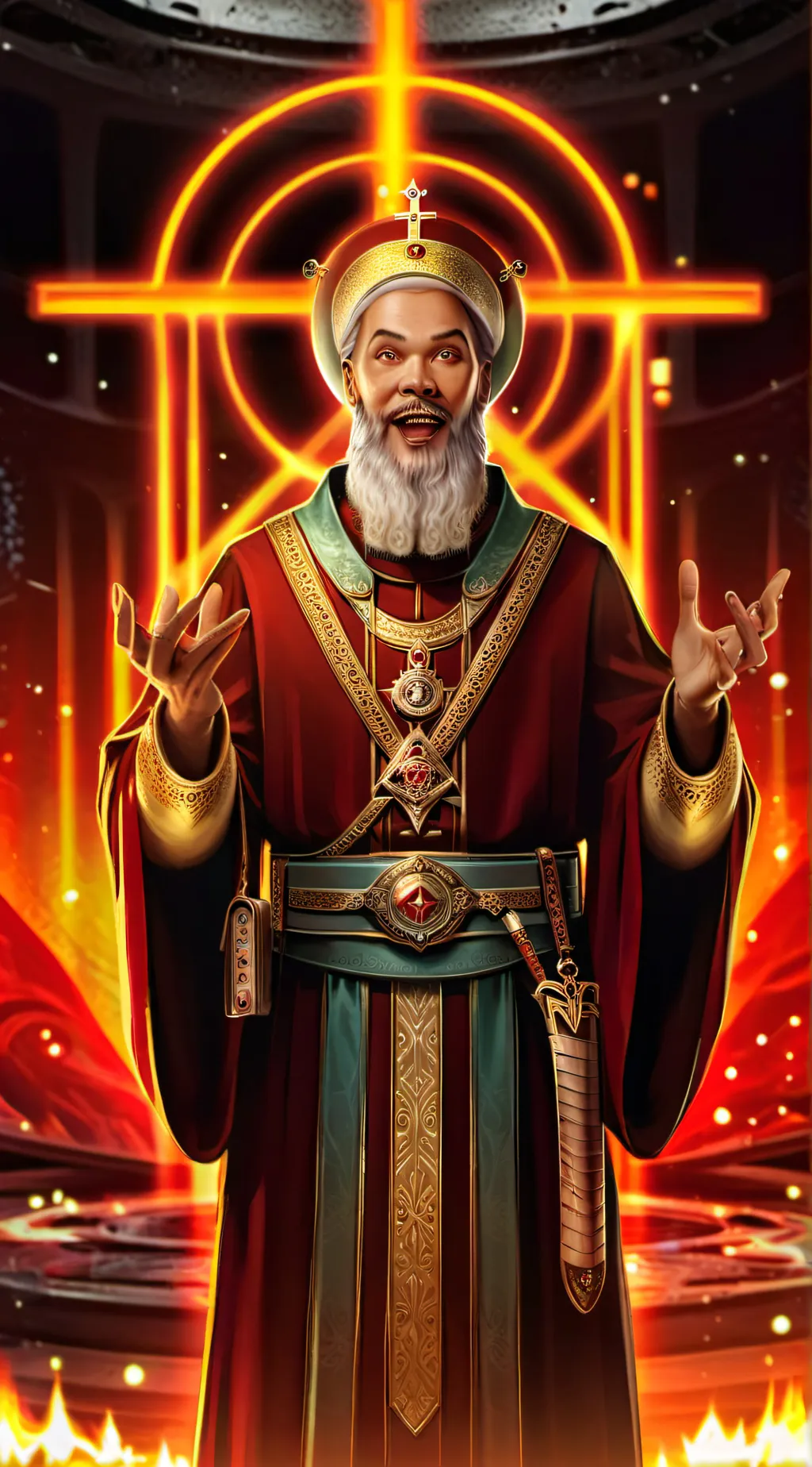 ai character: holy water background