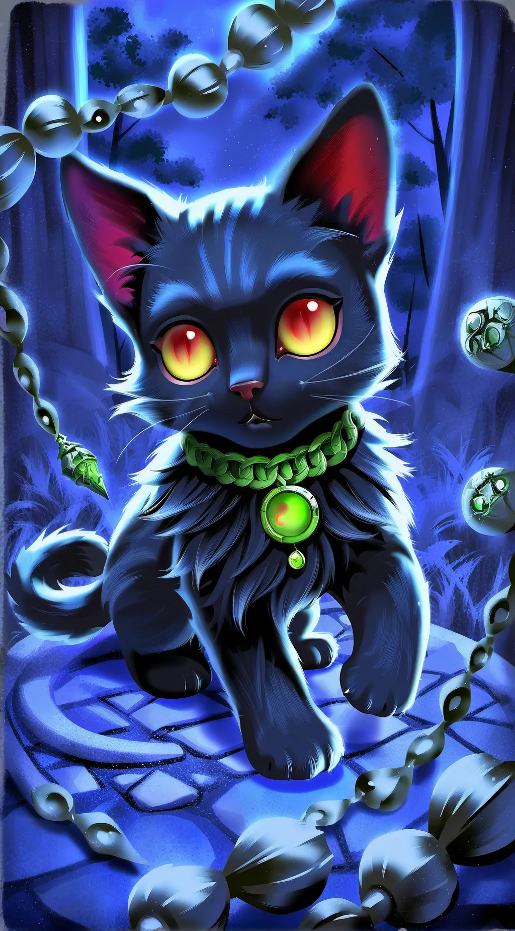 ai character: Black cat plushy background