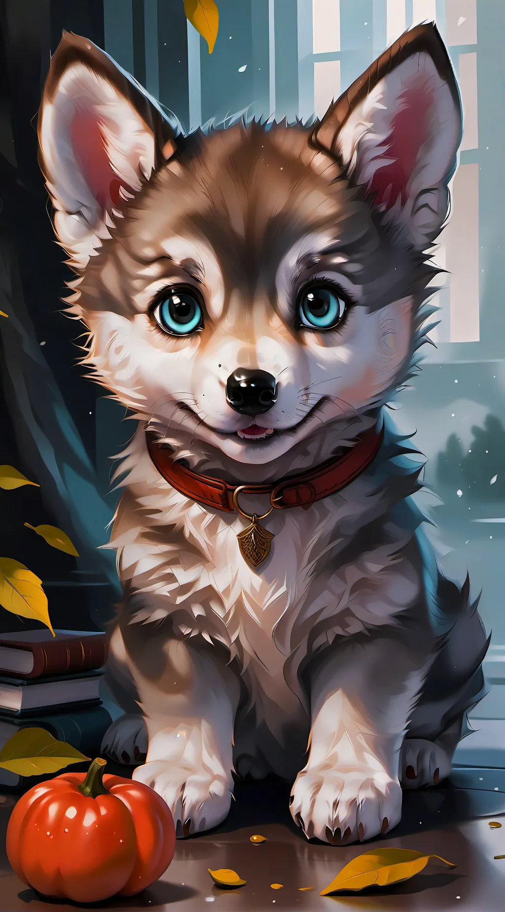 ai character: A baby wolf background