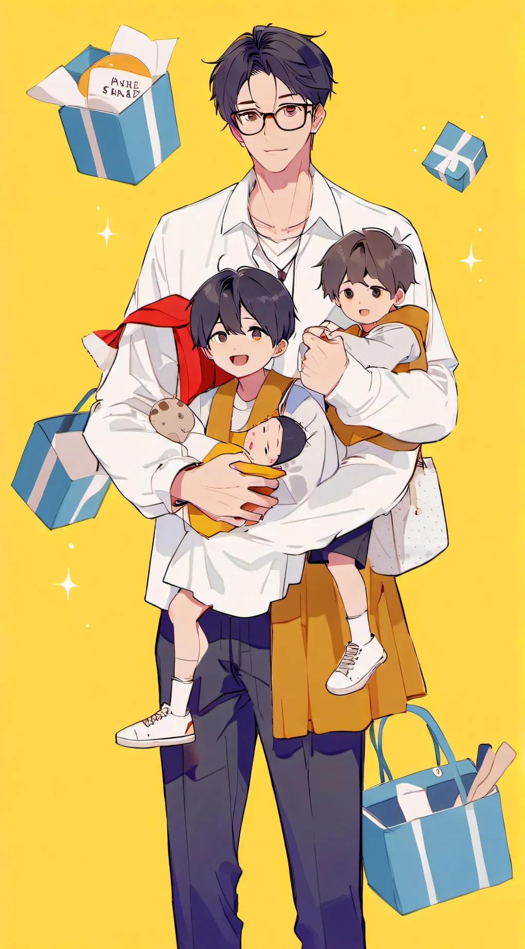 ai character: dad and his 3 sons background