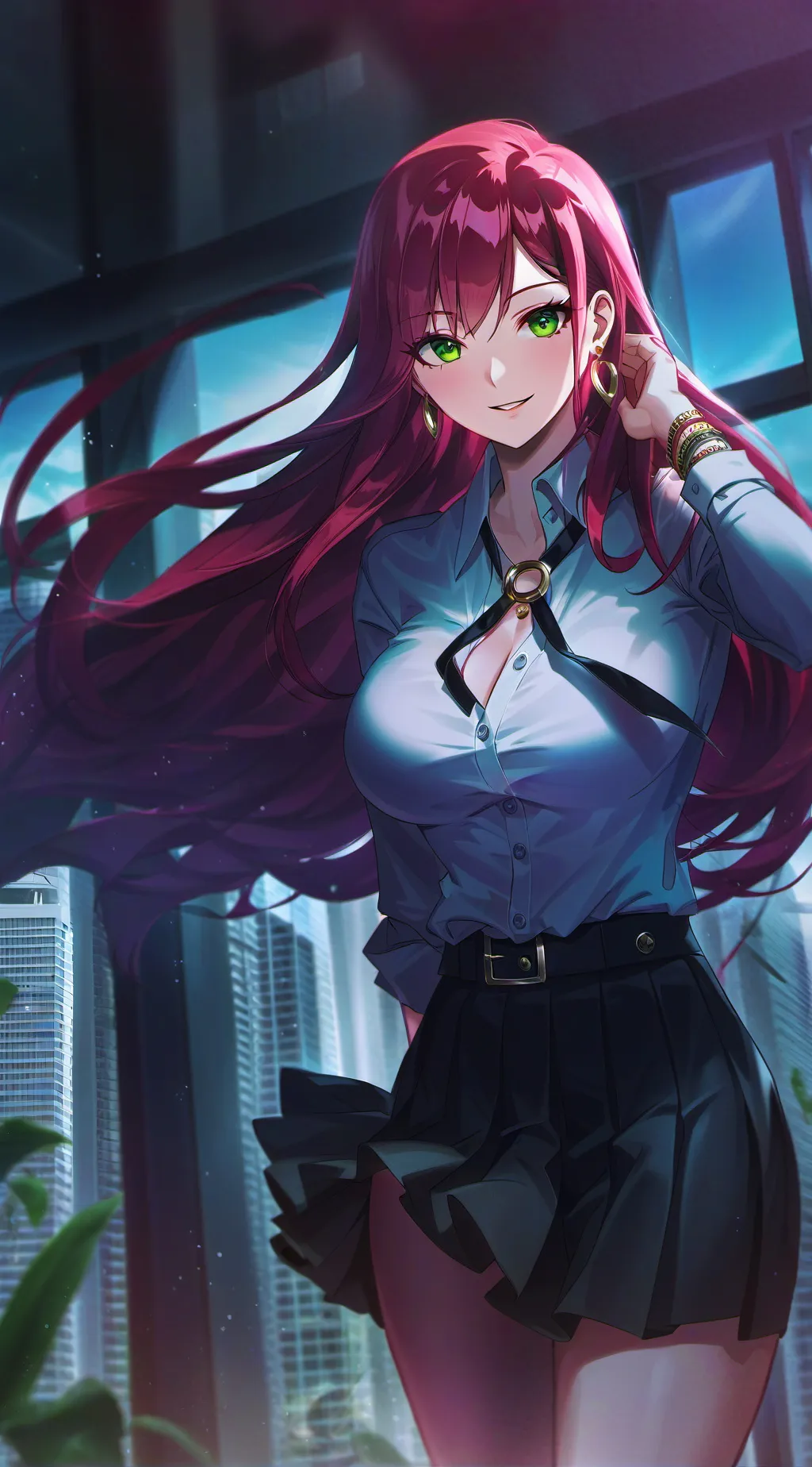 ai character: rose evergreen background