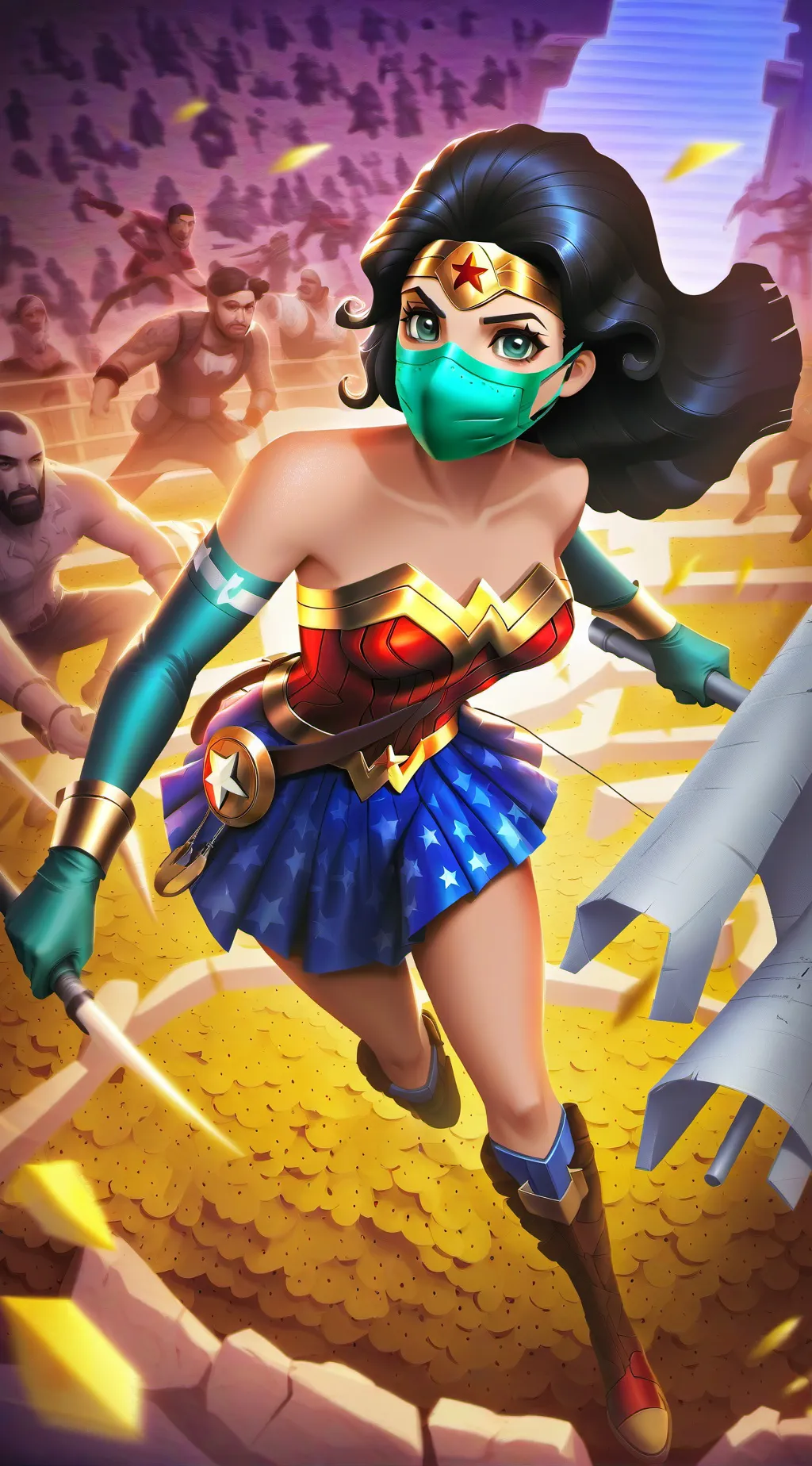ai character: Wonder woman mask background