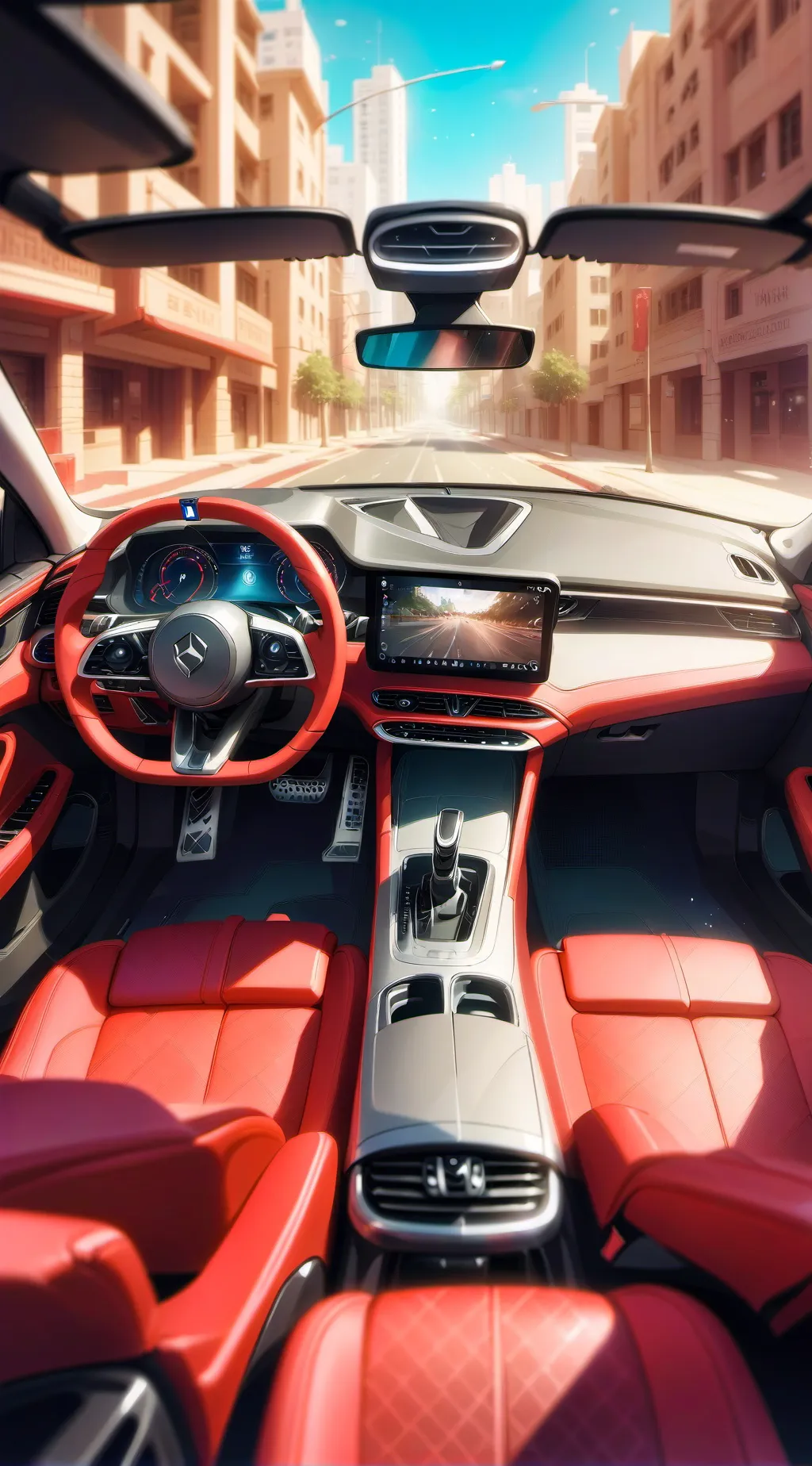 ai character: Hh car ride background