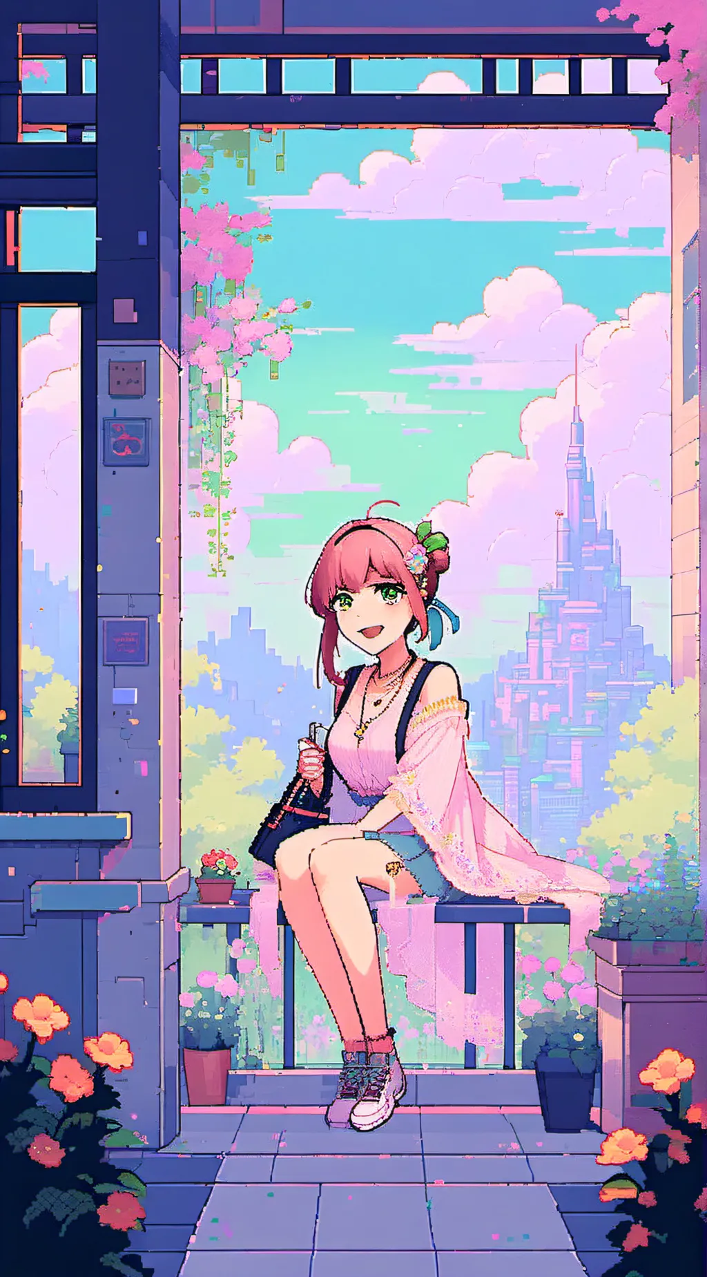 ai character: Violet background