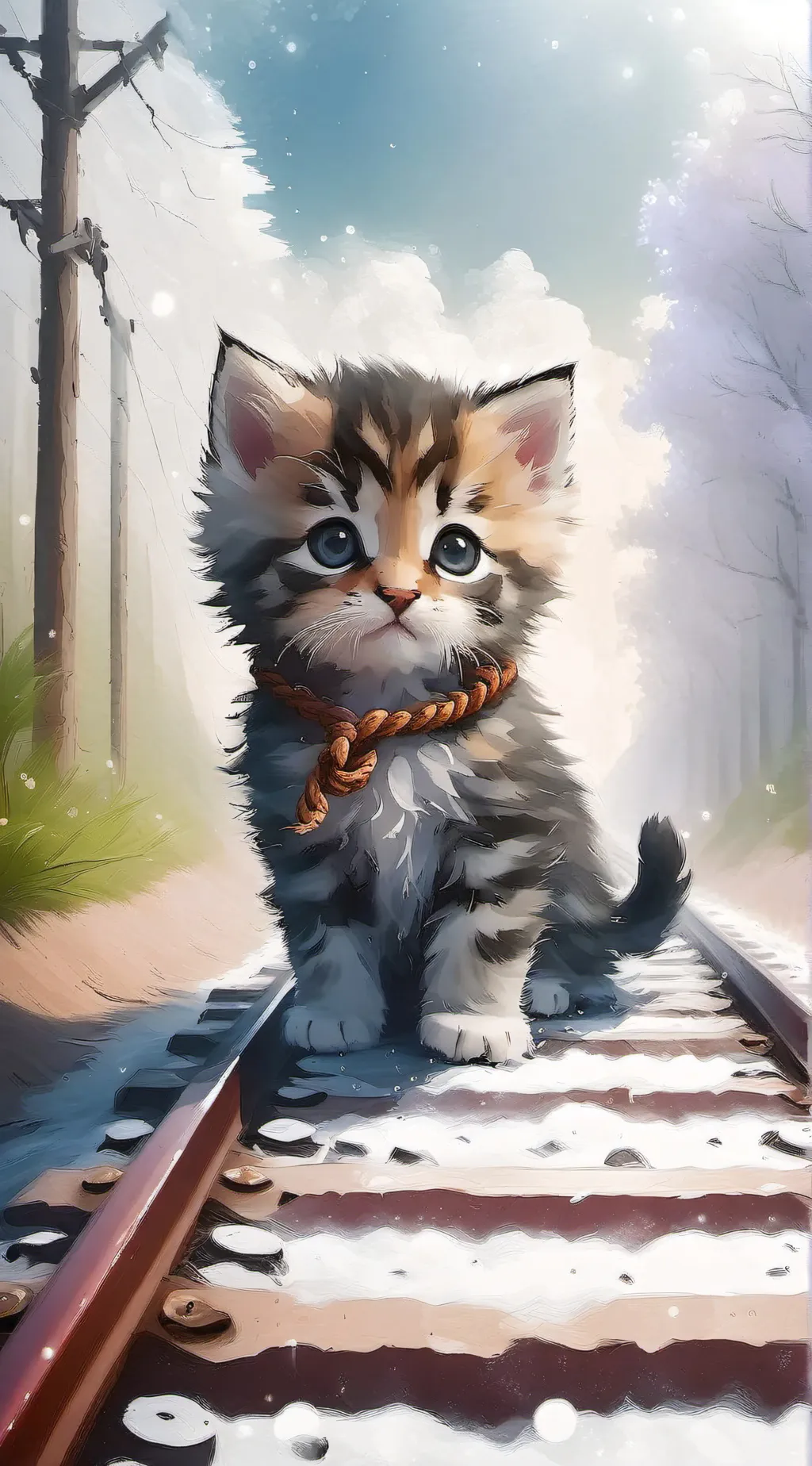 ai character: train kitten background