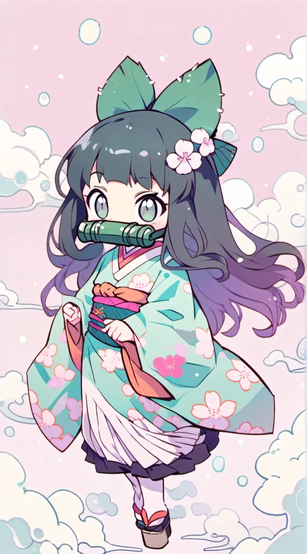 ai character: muichro as nezuko  background