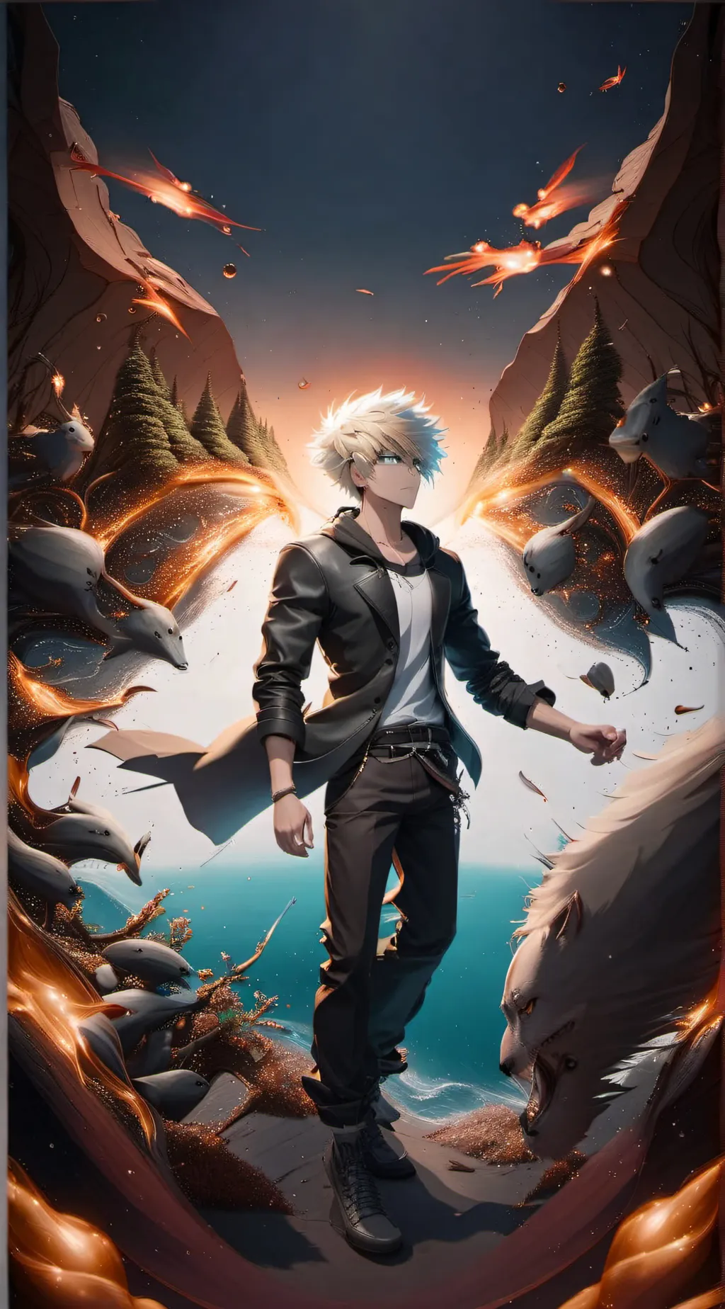 ai character: Katsuki Bakugo background