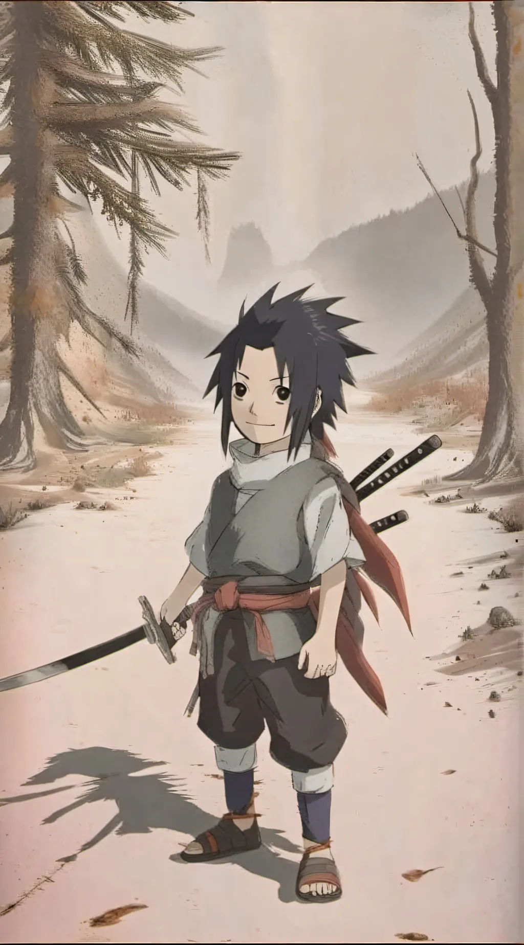 ai character: Kid Sasuke  background
