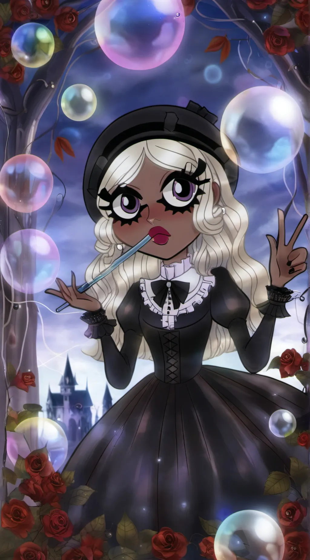 ai character: bubbles background