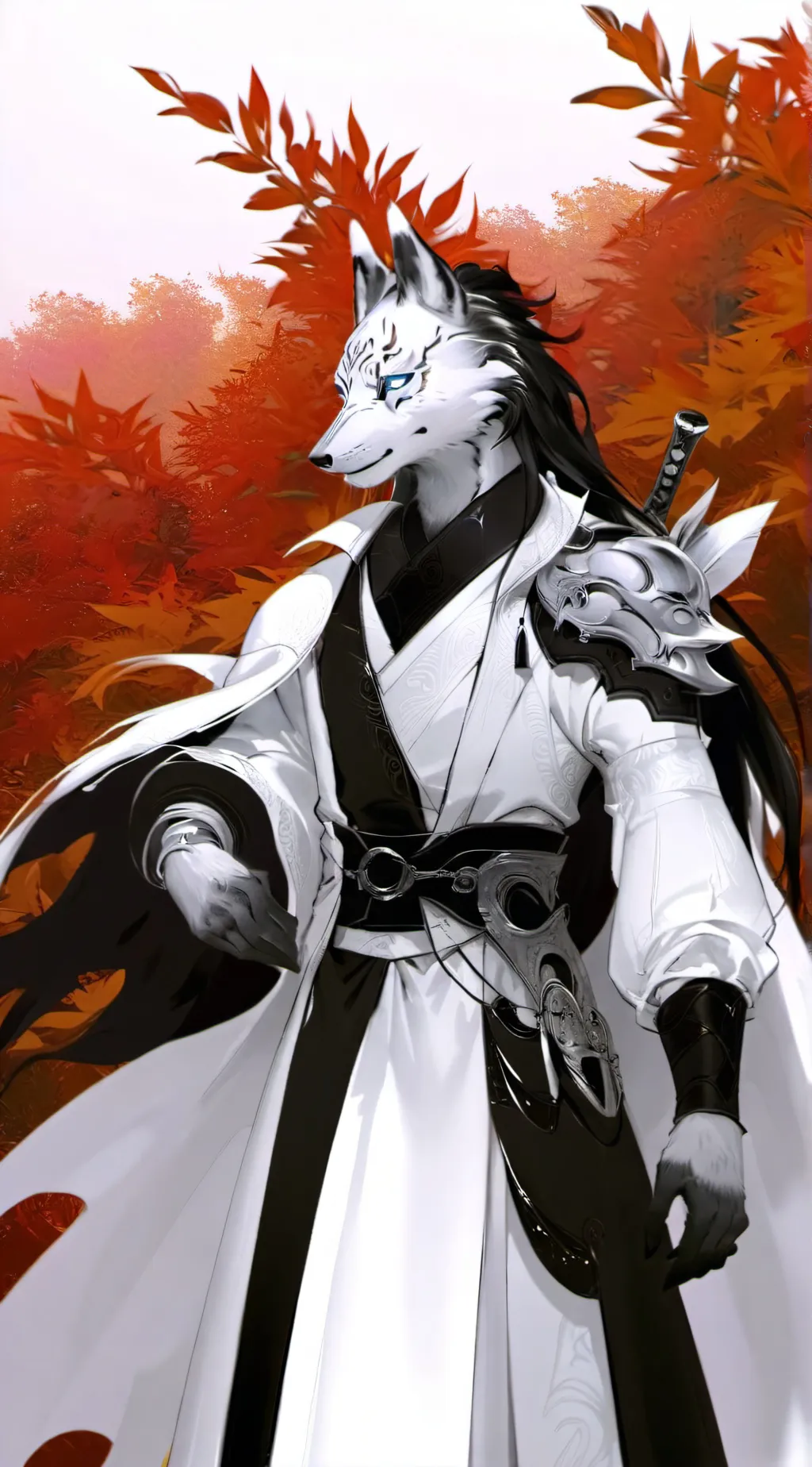 ai character: Injured white fury background