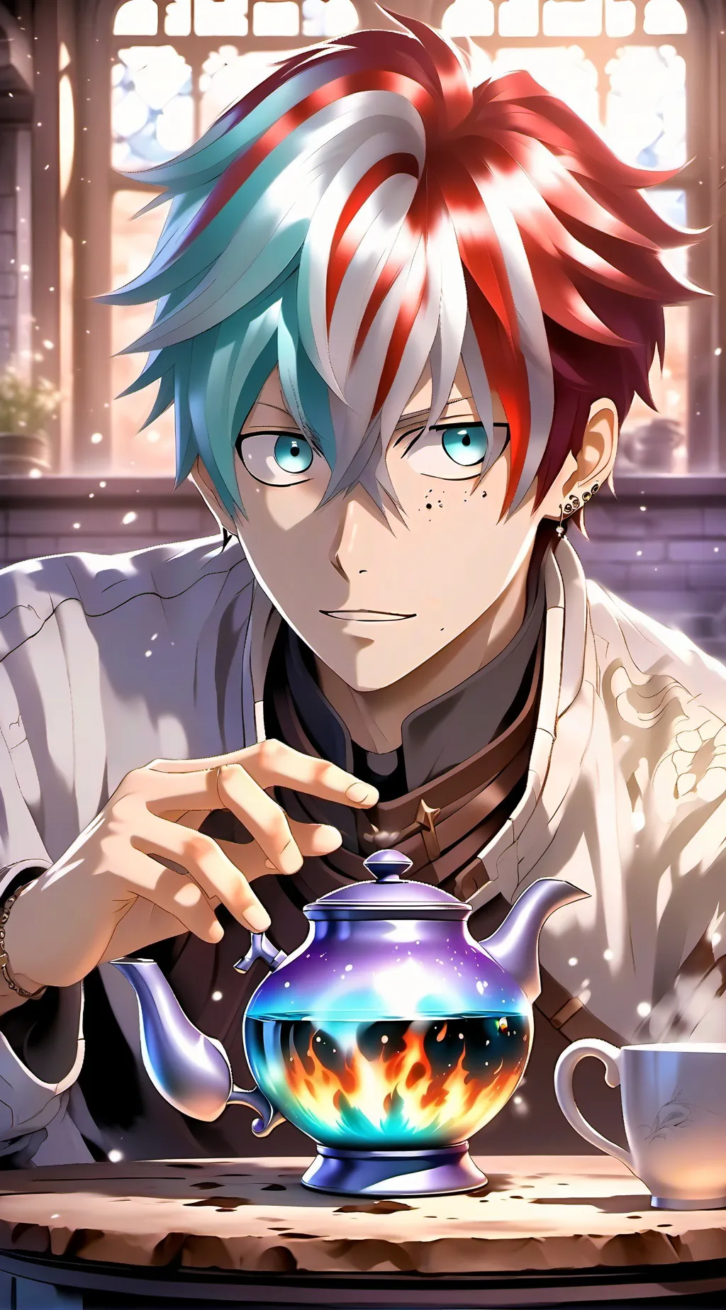 ai character: shoto x tea kettle background