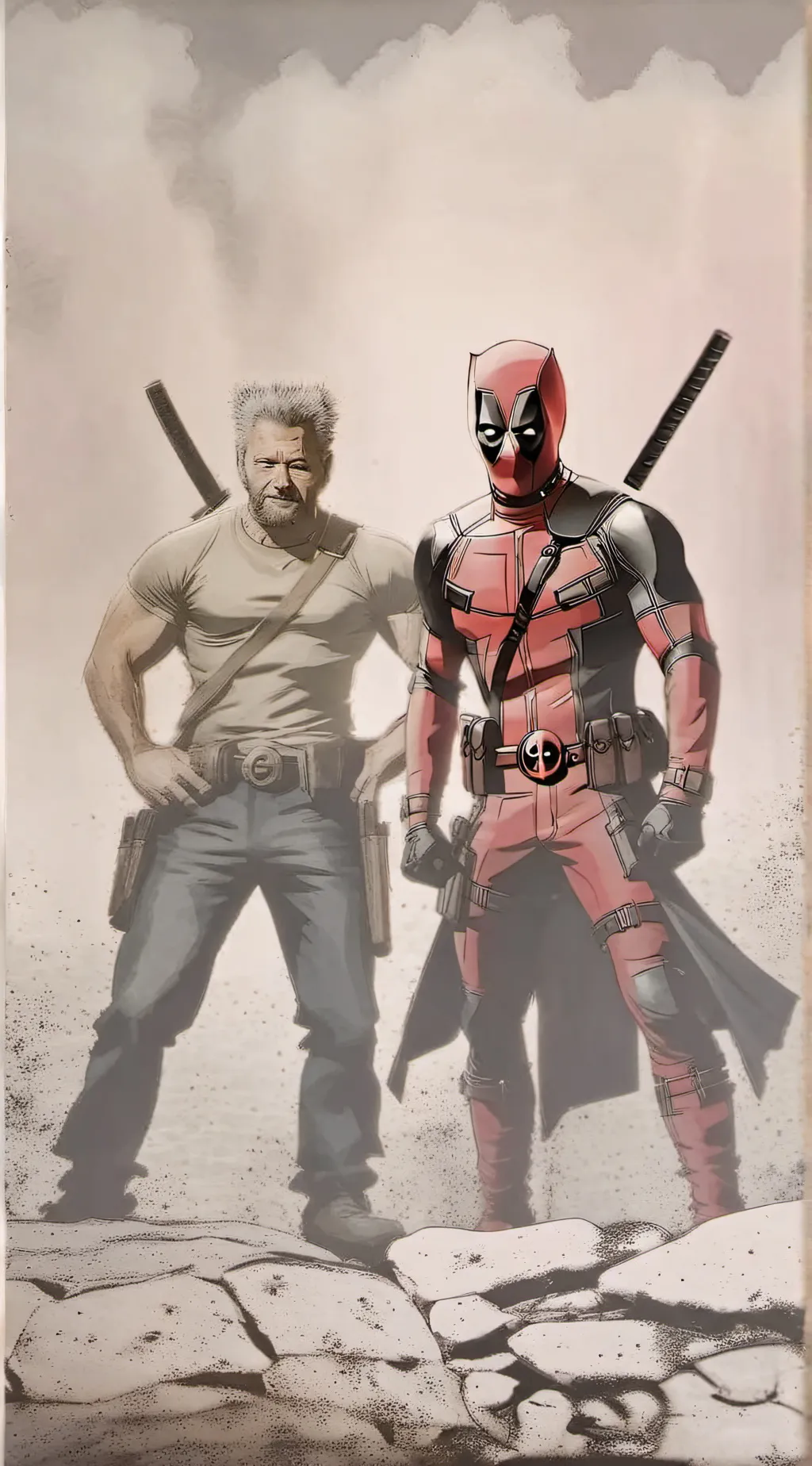ai character: wolverine deadpool background