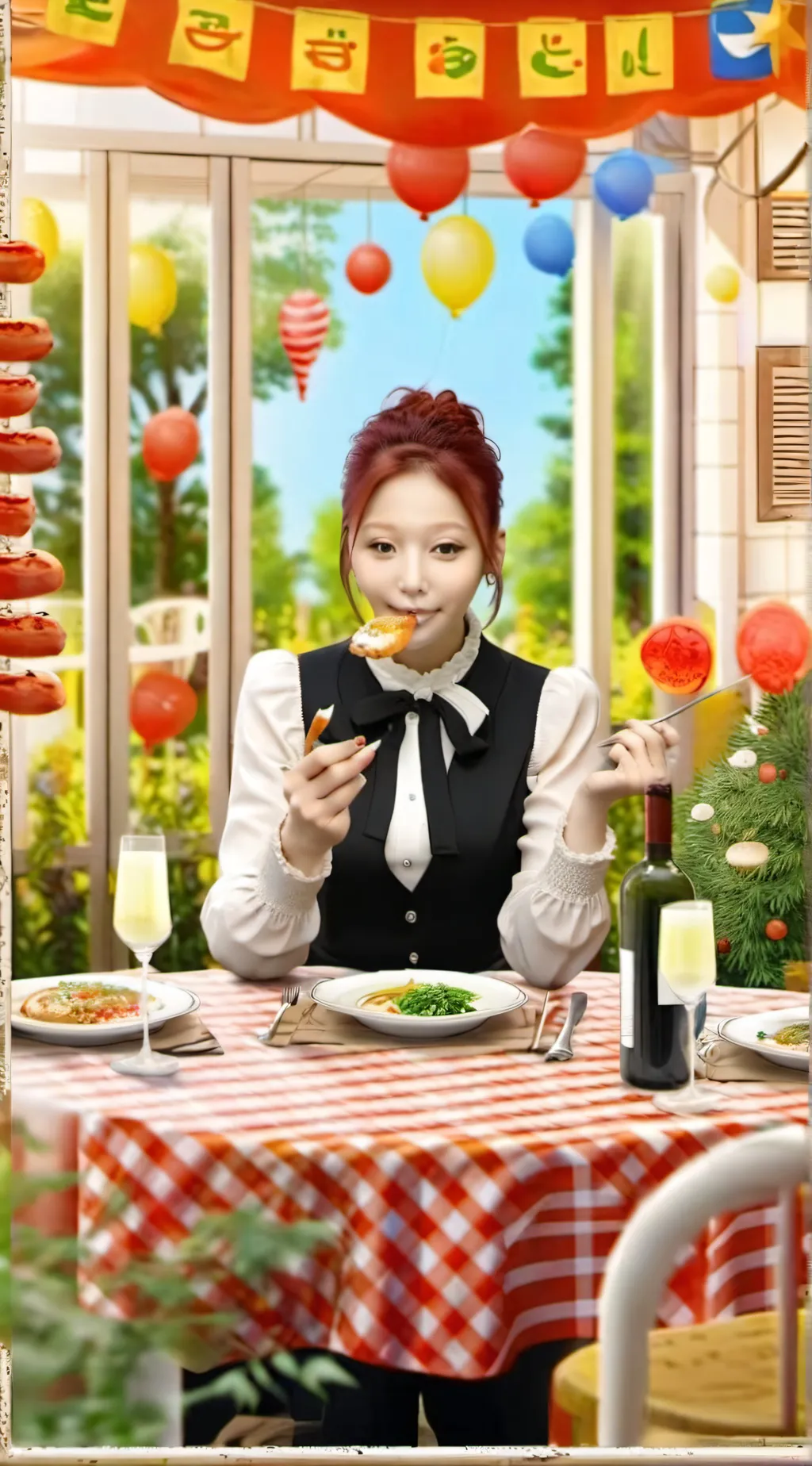 ai character: Live stream eating background