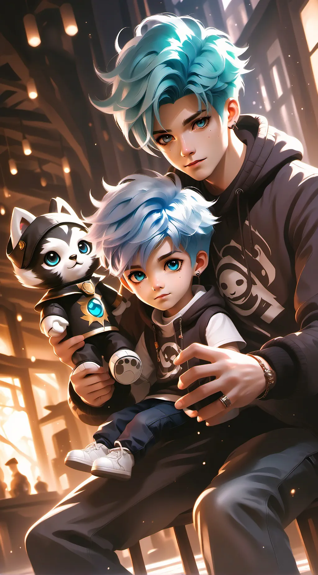 ai character: Blue family berry background