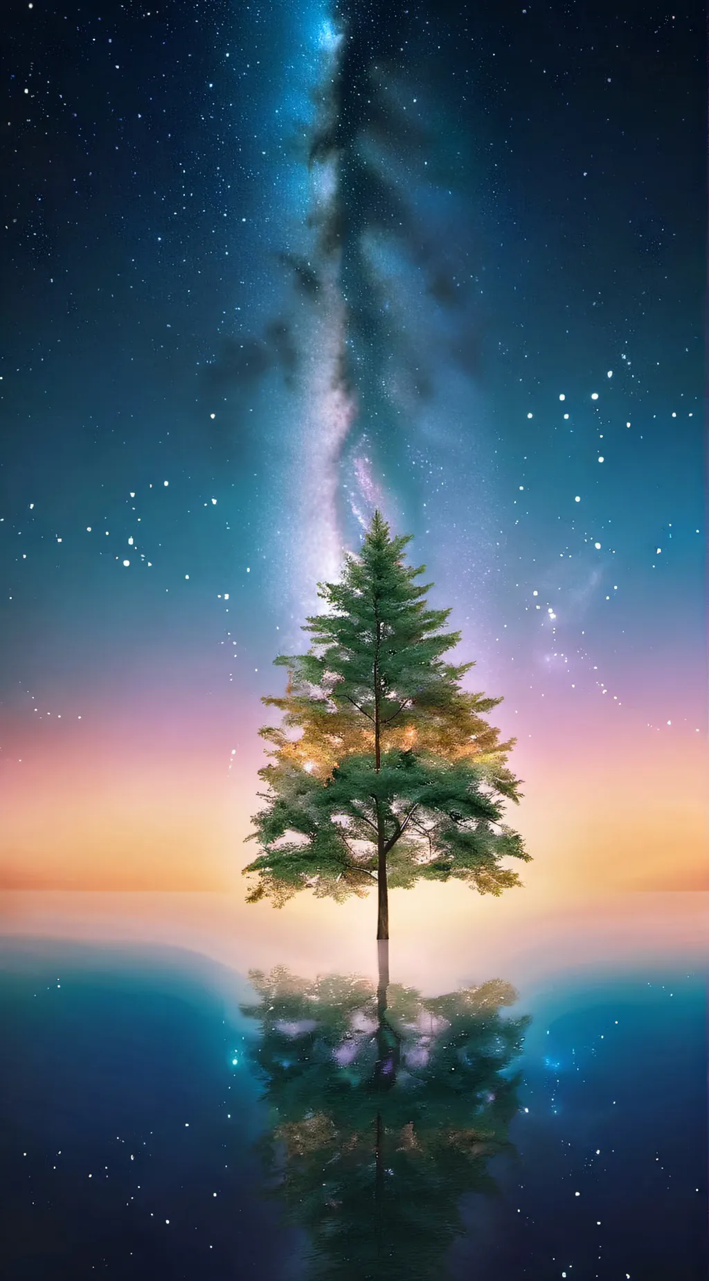 ai character: TREE IN GALAXY background
