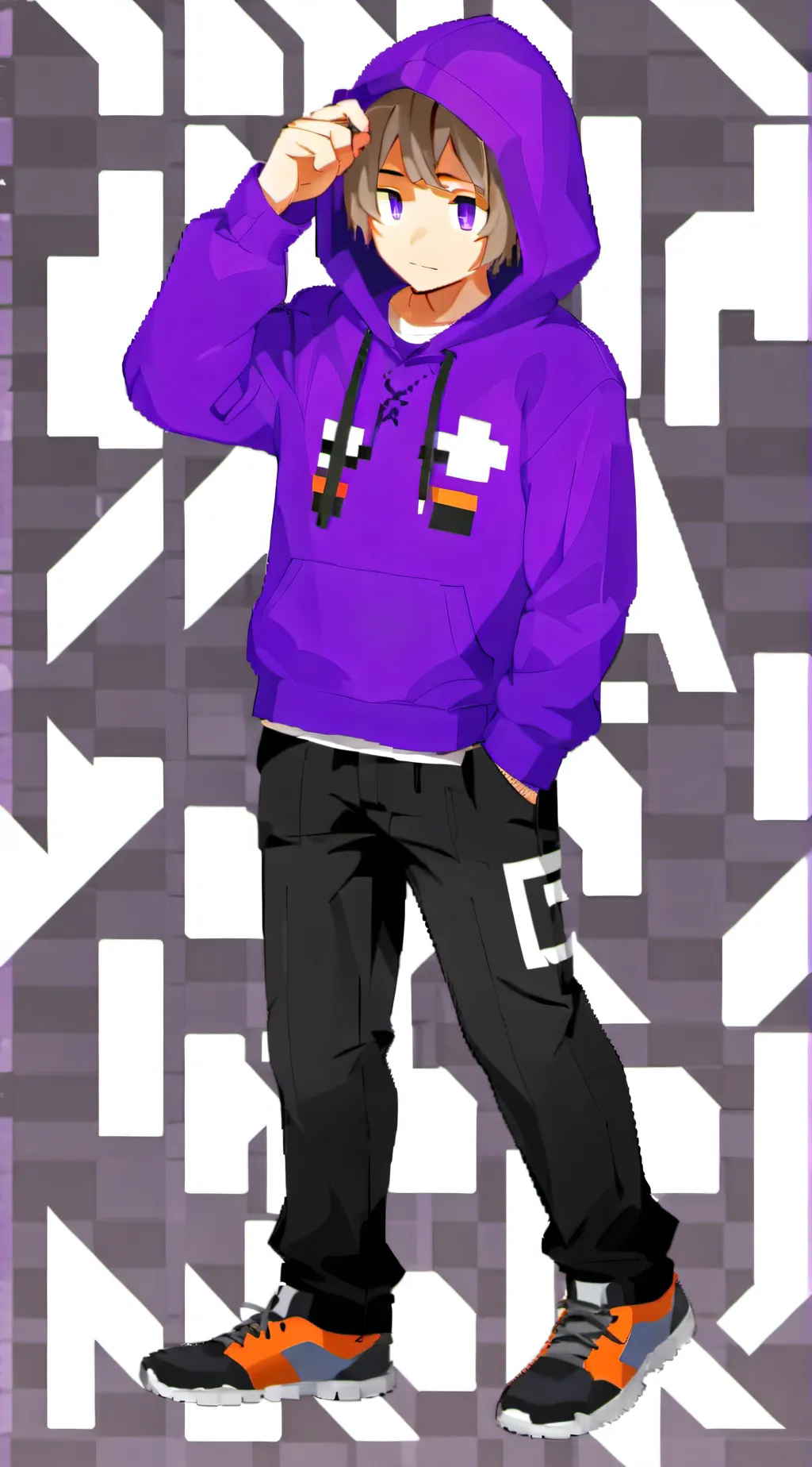 ai character: Purpled background