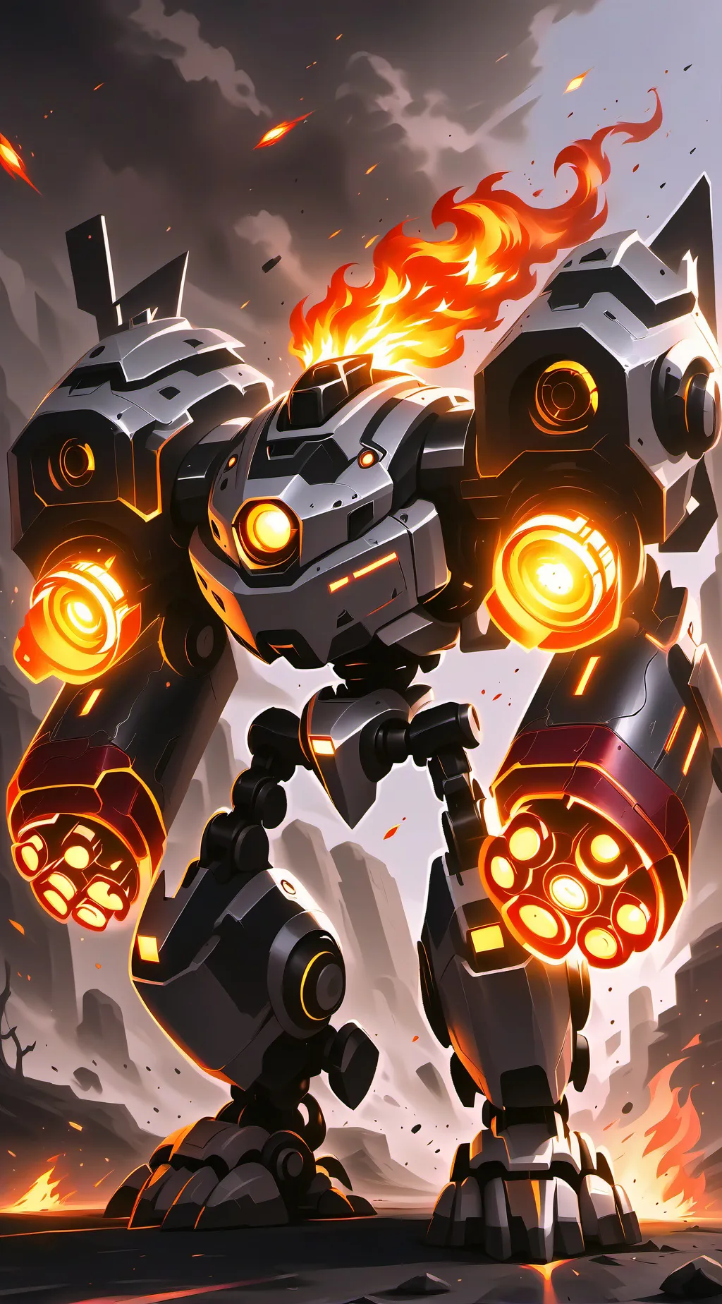 ai character: fire robot background