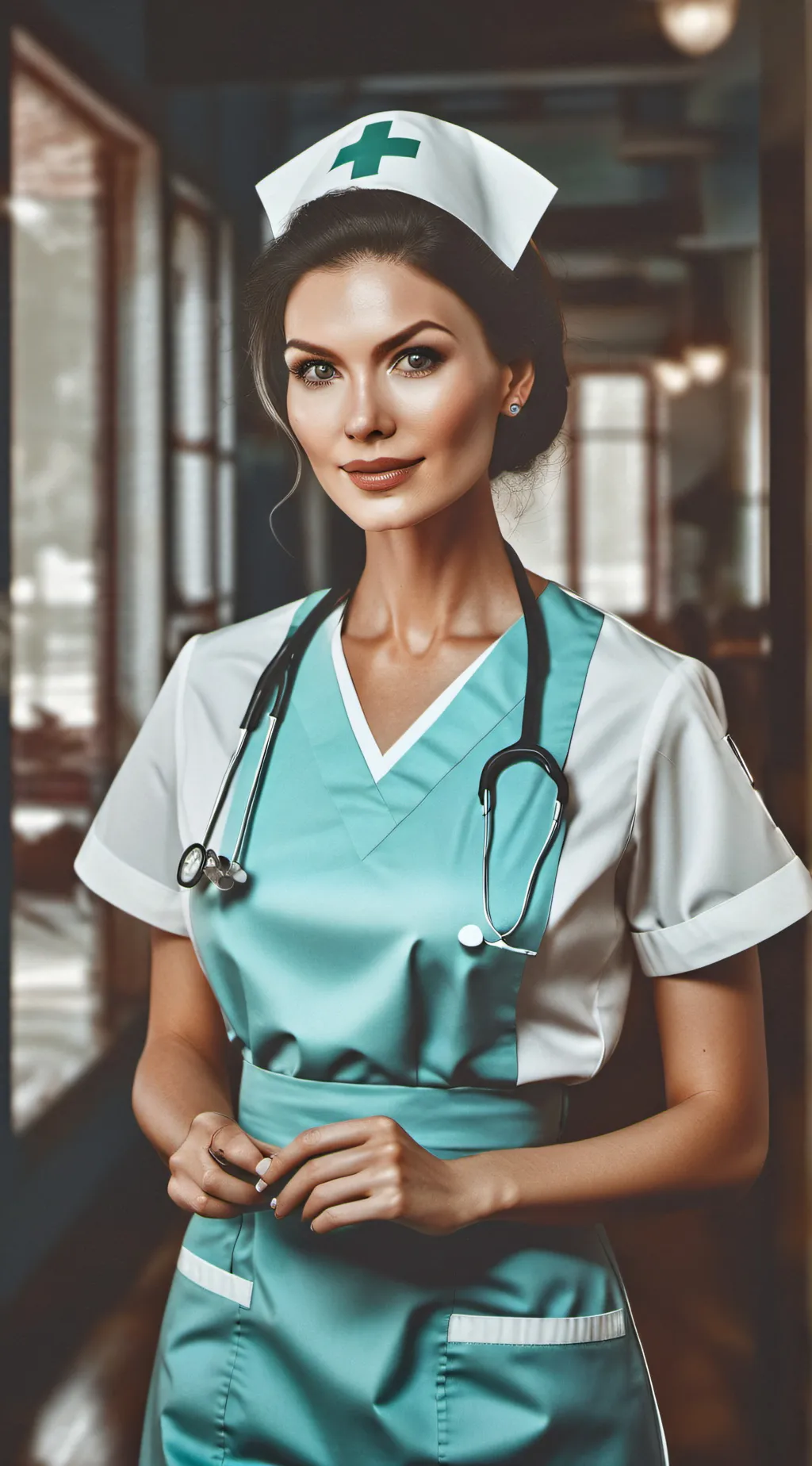 ai character: nice nurse  background