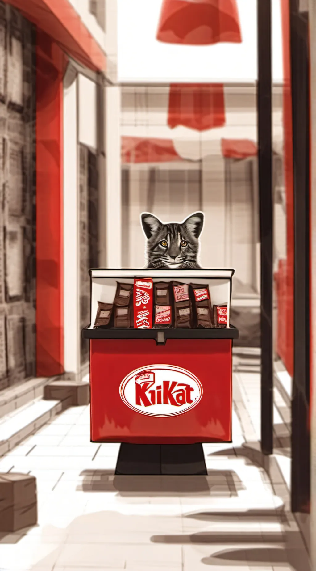 ai character: kitkat cat 🍫❄️🔥 background