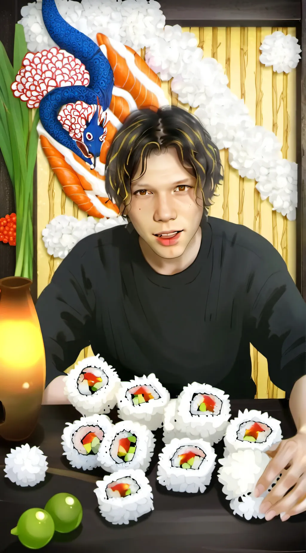 ai character: Sushi monster background