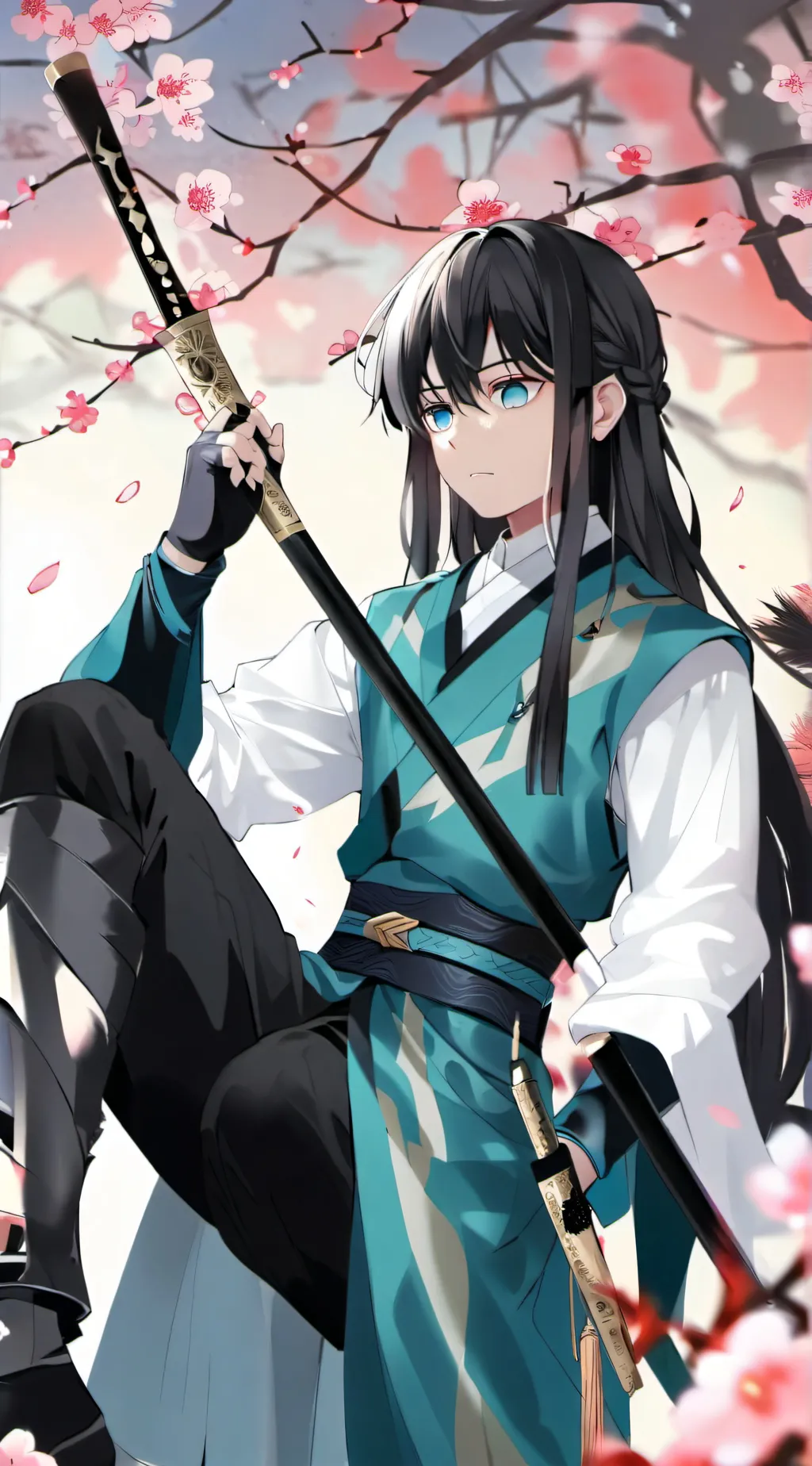 ai character: make muichiro smil background