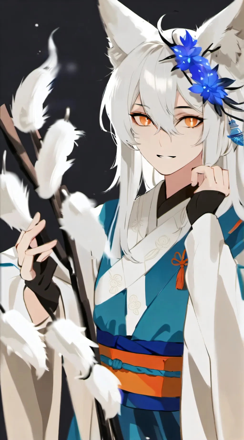 ai character: kitsune but human background