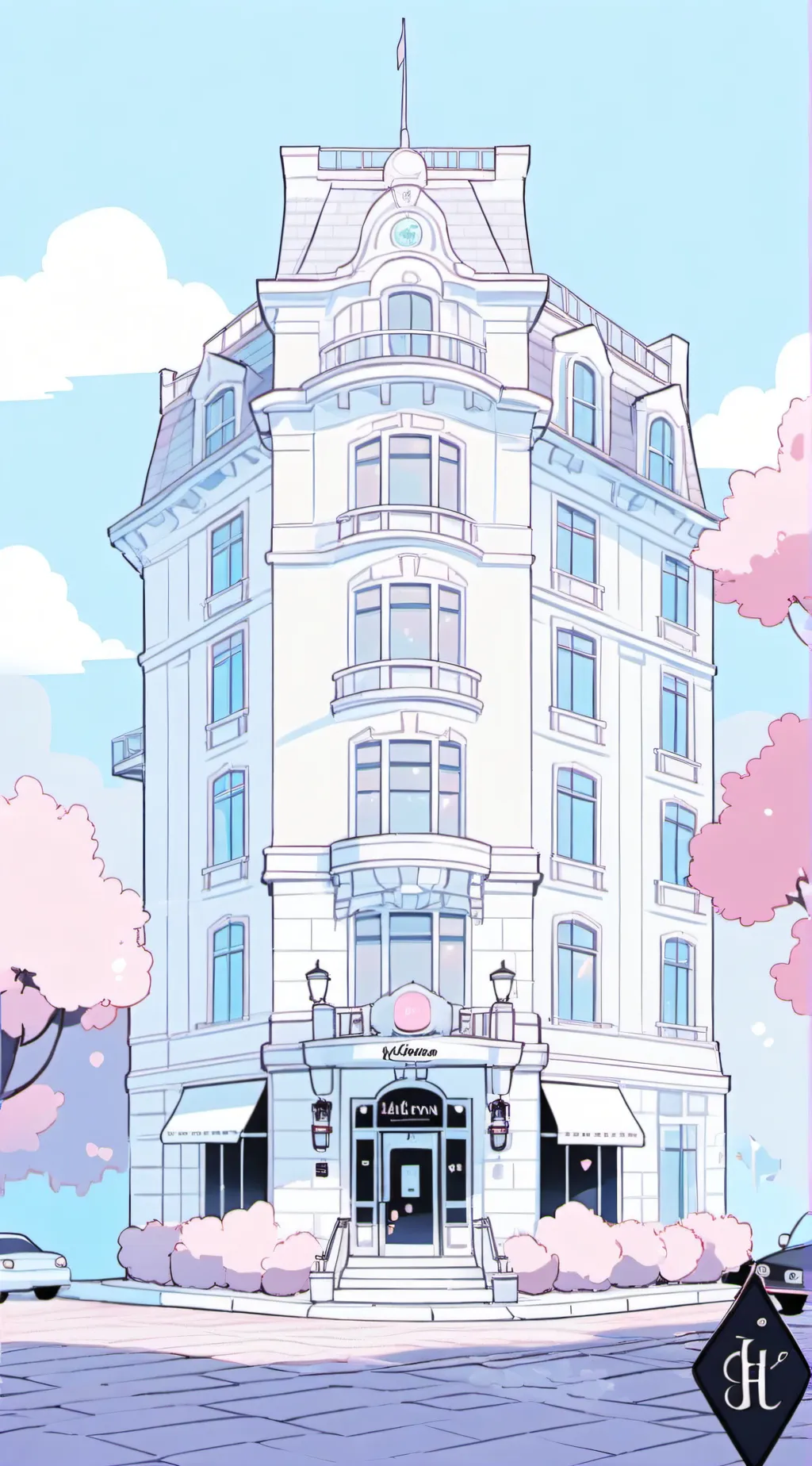 ai character: new hotel  background