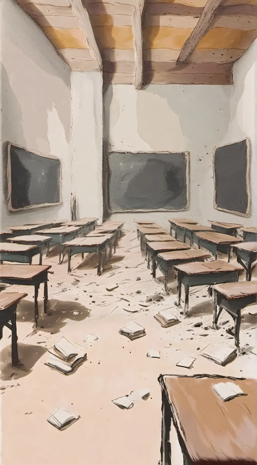 ai character: Empty classroom background