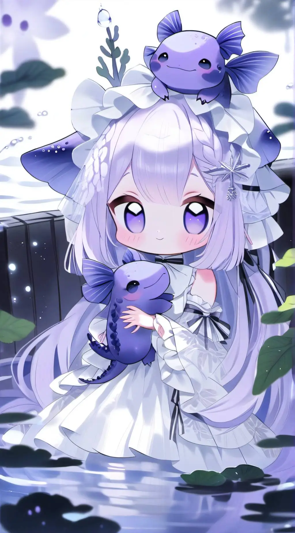 ai character: Purple Axolotl background