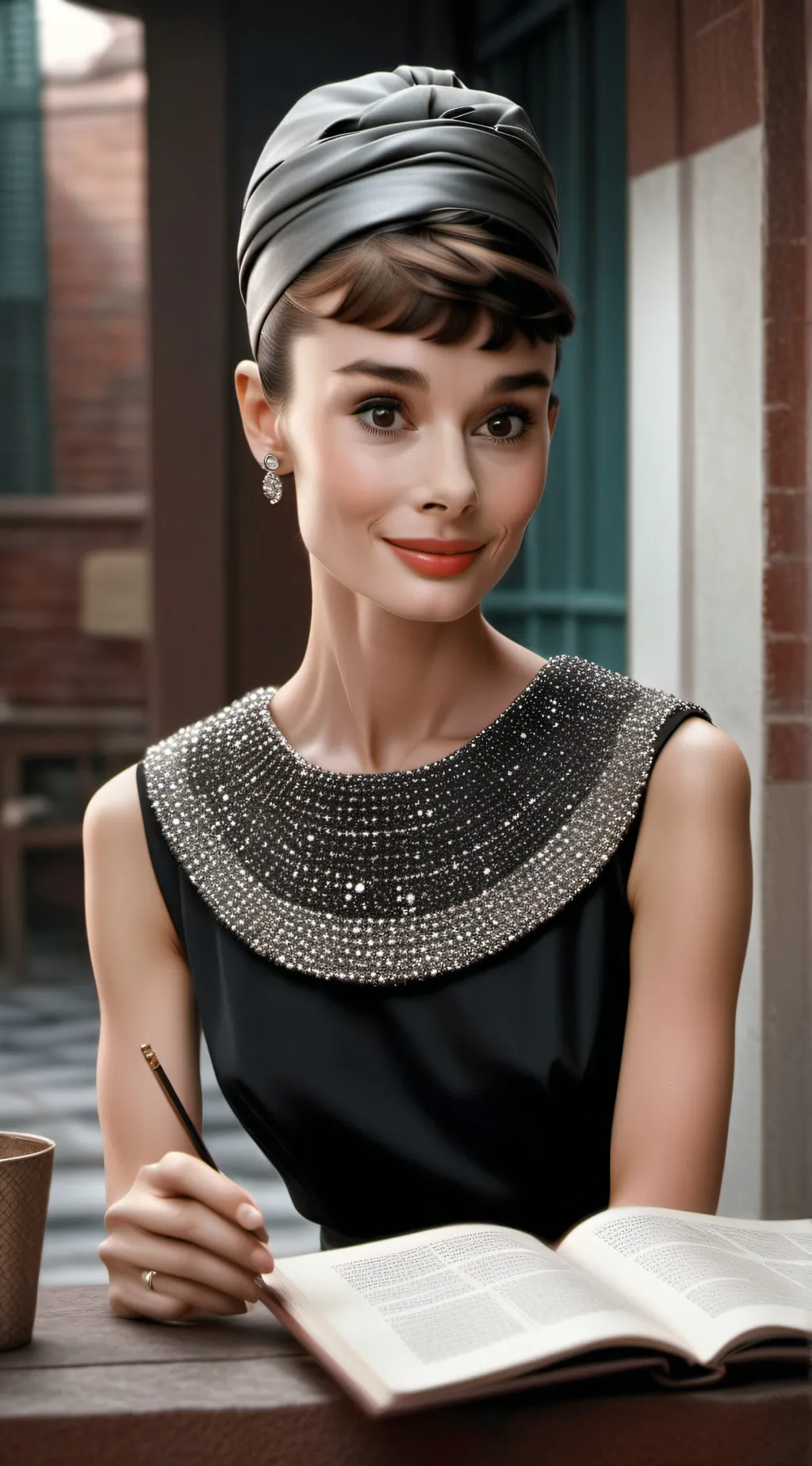 ai character: Audrey Hepburn background