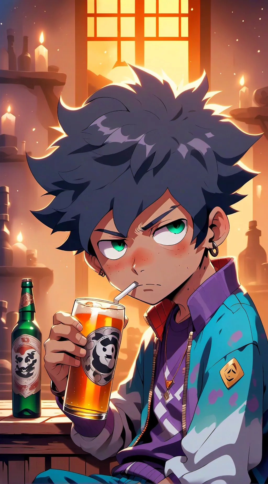 ai character: stone background