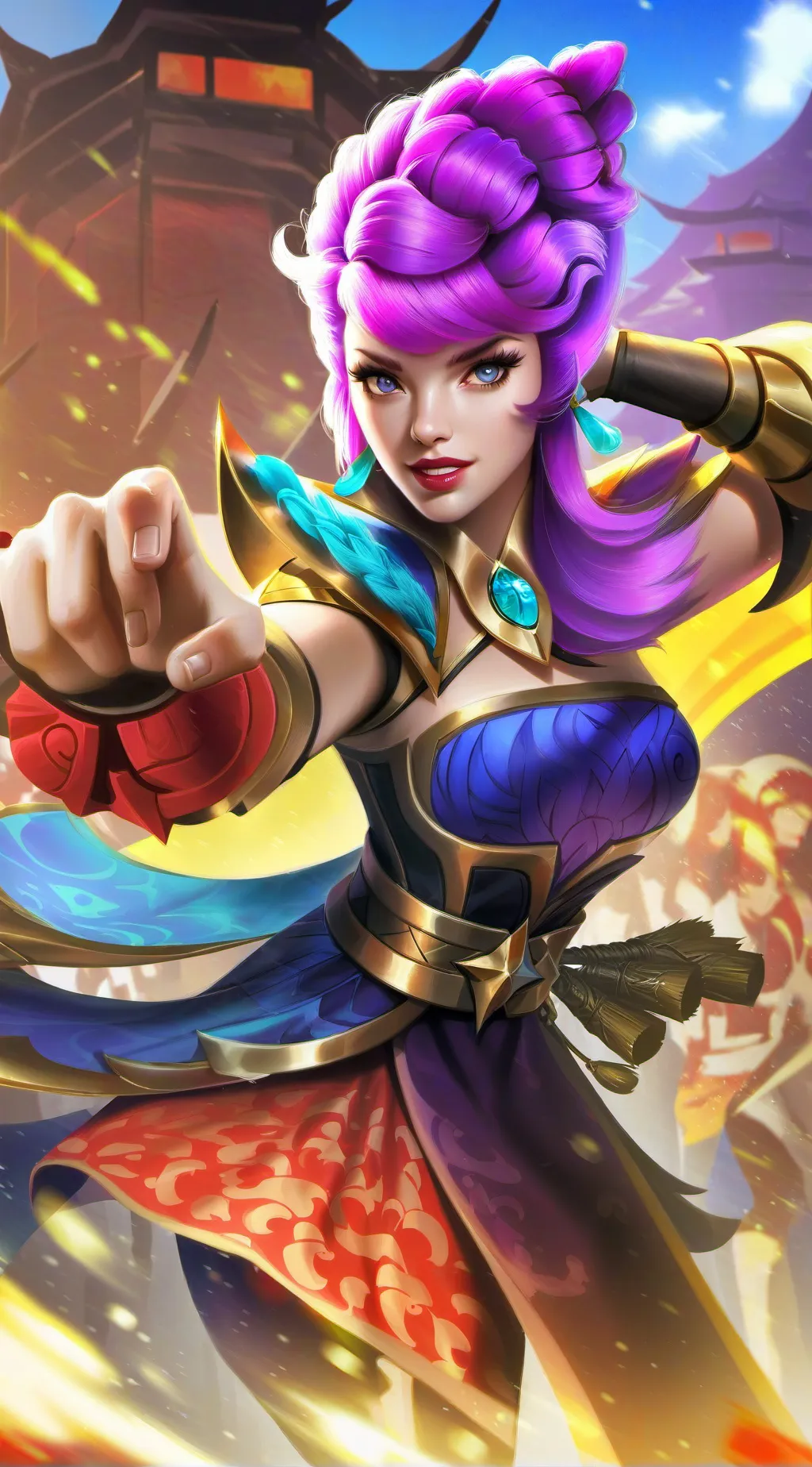 ai character: Violet background